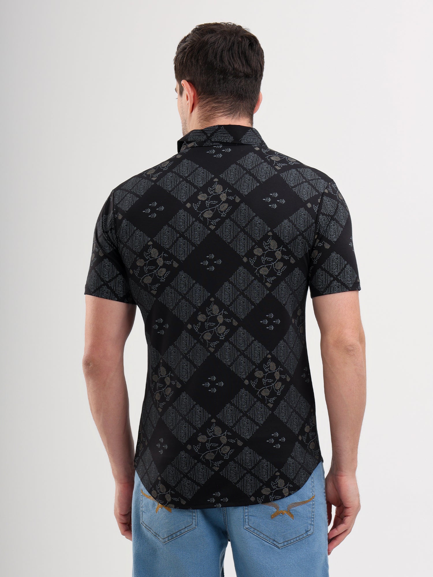 Sparky Solid Slim Fit Cotton Casual Shirt Half Sleeve | Summer Plus Size Black Color