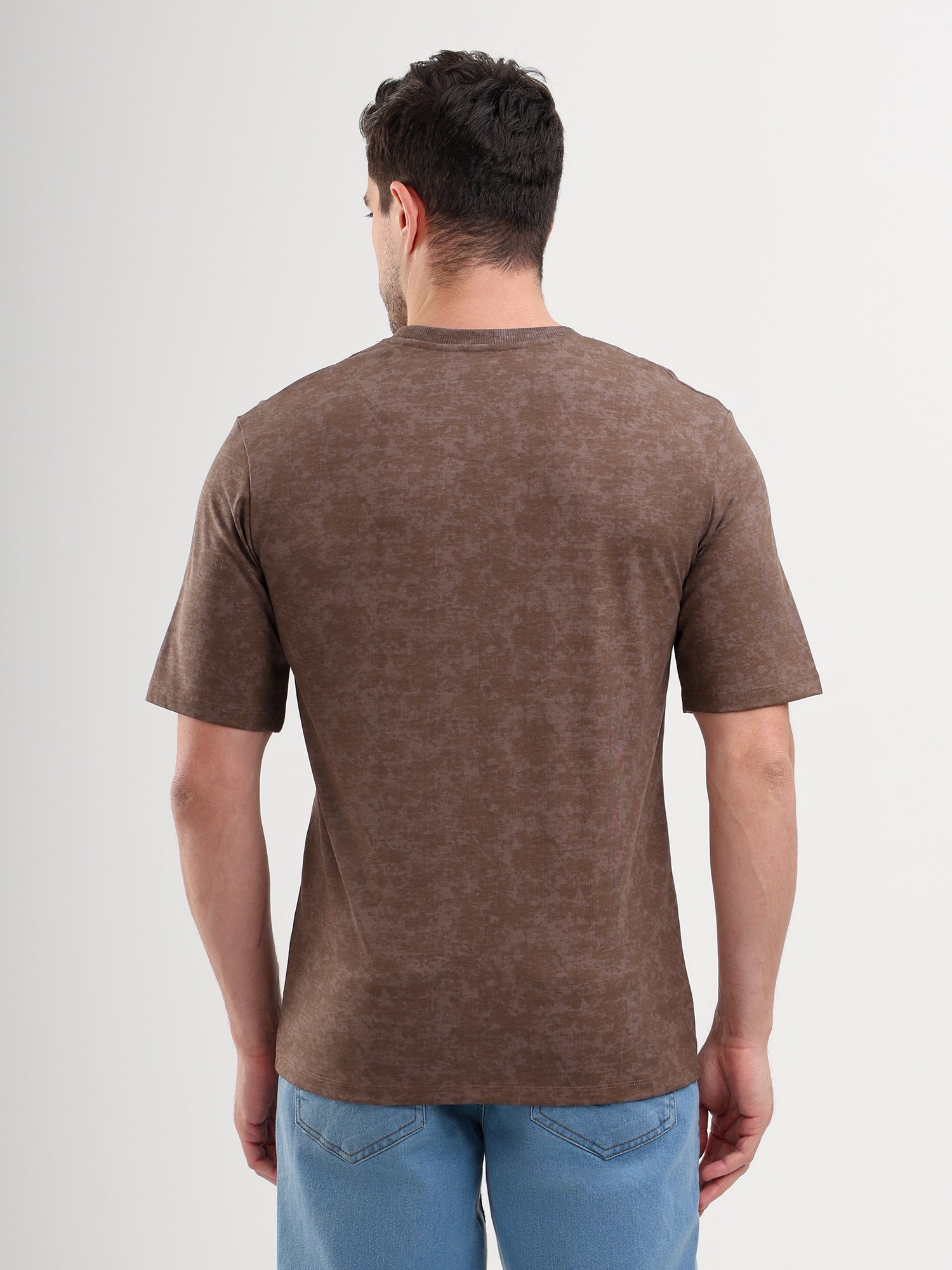 Sparky Solid Slim Fit Cotton Formal T-Shirt Half Sleeve | Summer Plus Size Brown Color