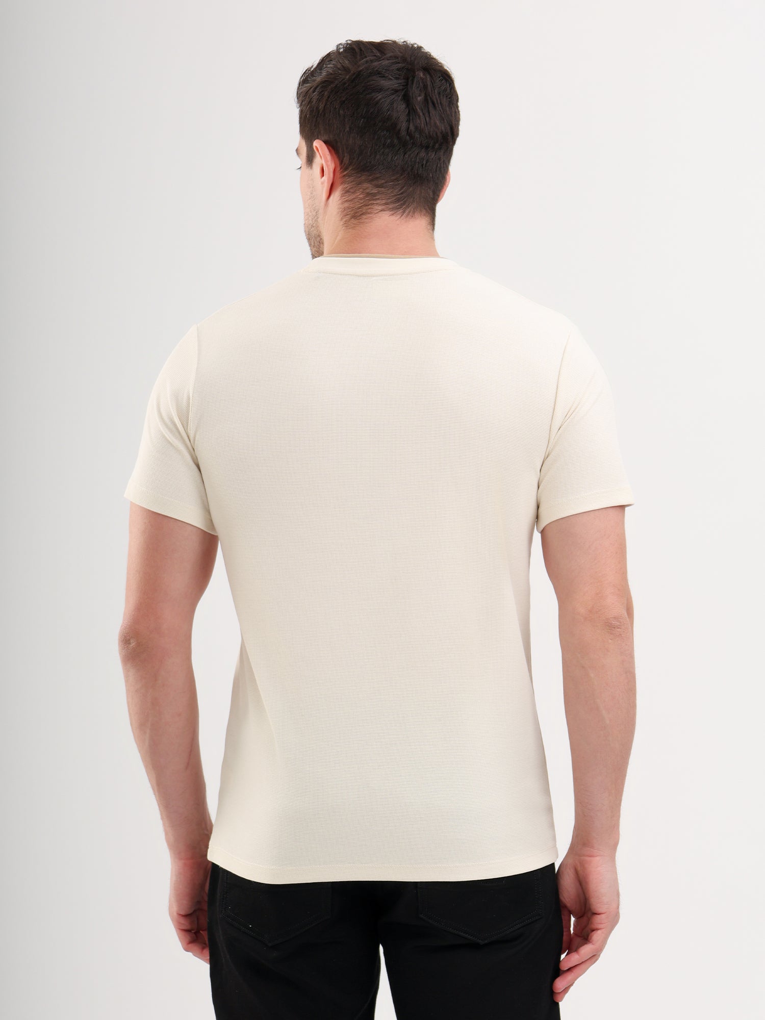 Sparky Solid Slim Fit Cotton Formal T-Shirt Half Sleeve | Summer Plus Size Cream Color