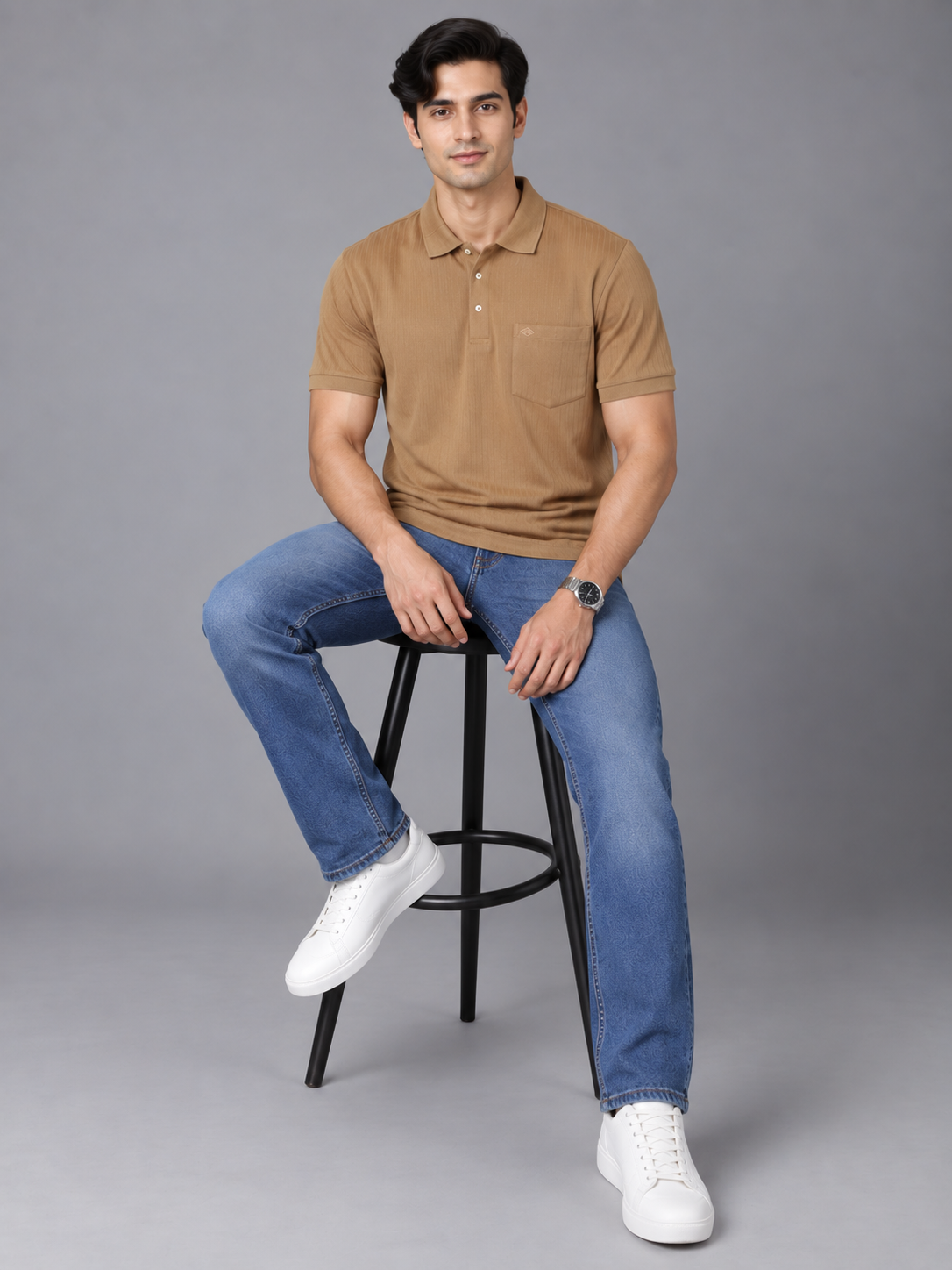 Men Yellow Colour Premium Solid Polo T-Shirt
