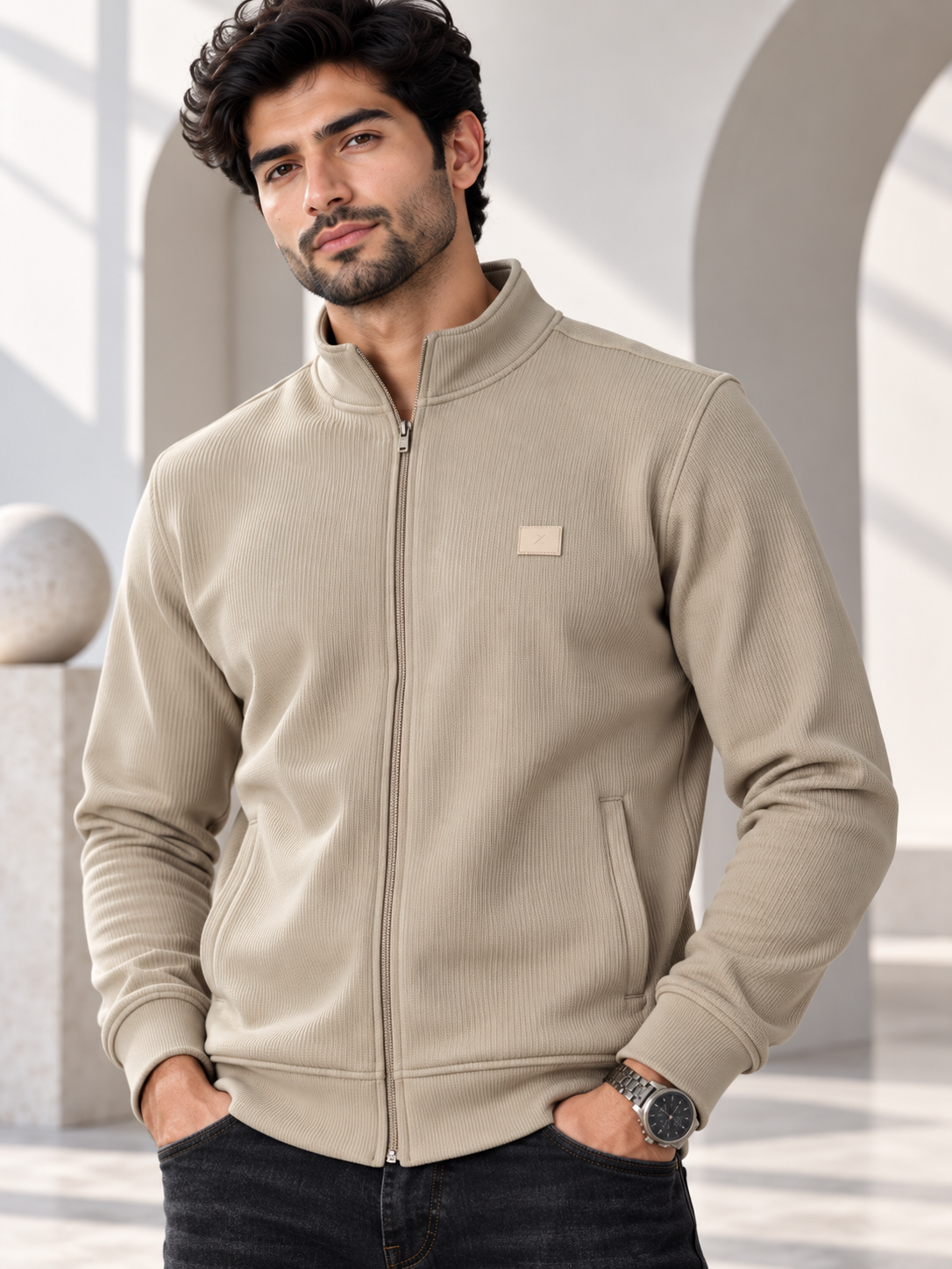 Men's Solid Full Sleeves & Full Zipper Plain Sweatshirt