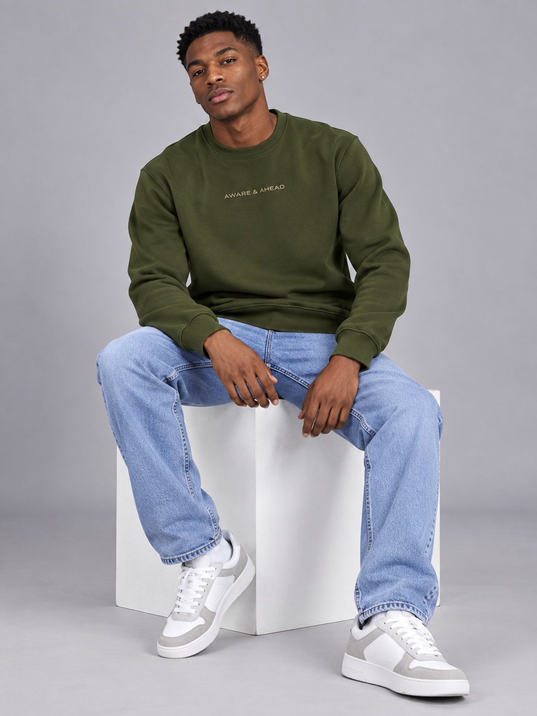 Men Green Colour Round Neck Premium Sweatshirt