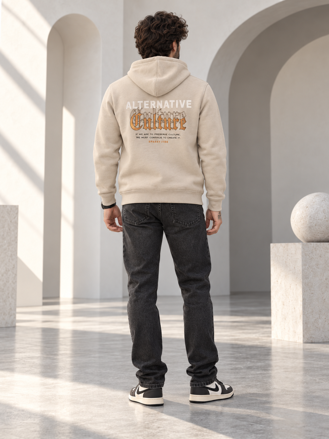 Beige Colour Regular Fit  Primium Hooded Sweatshirt