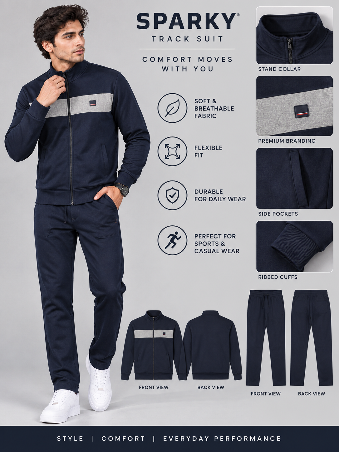 Blue  Colour Regular Fit  Primium Track Suit