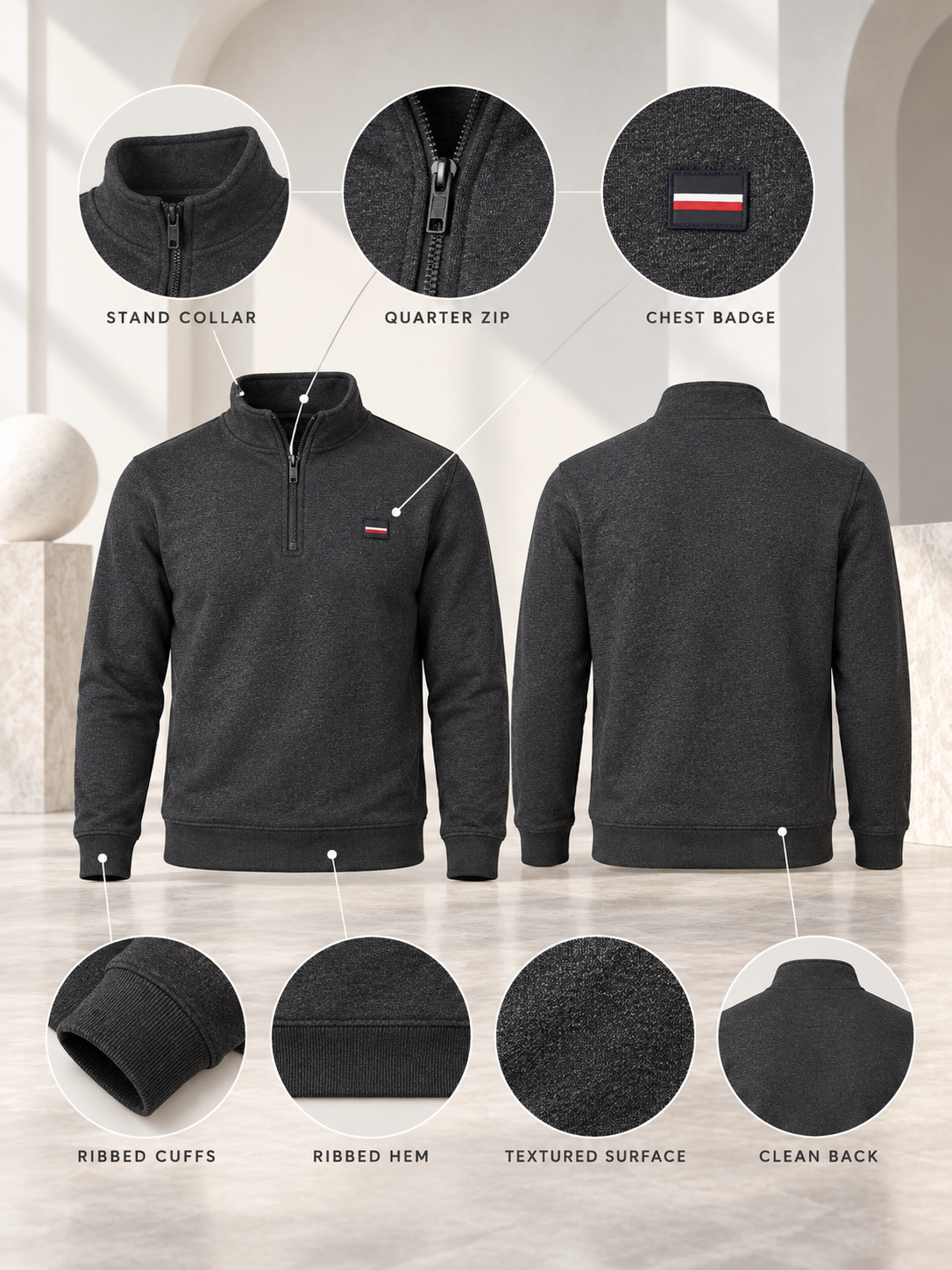 Black Colour Regular Fit  Primium Sweatshirt