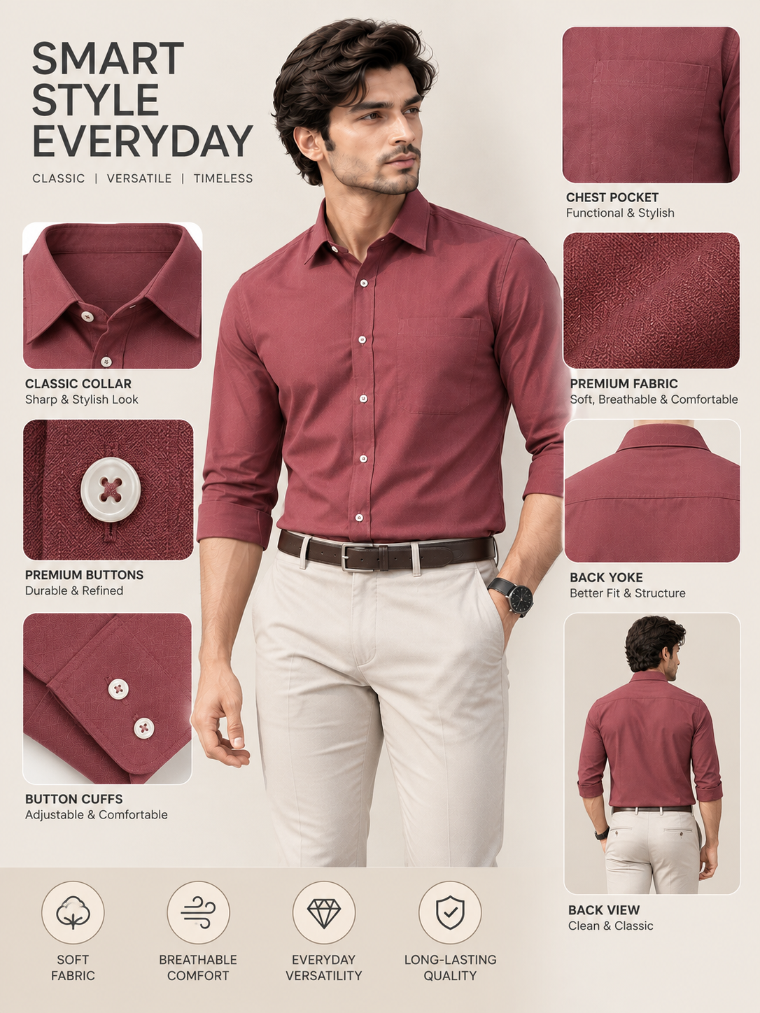 Men’s Premium Plain Full Sleeve Formal Shirt