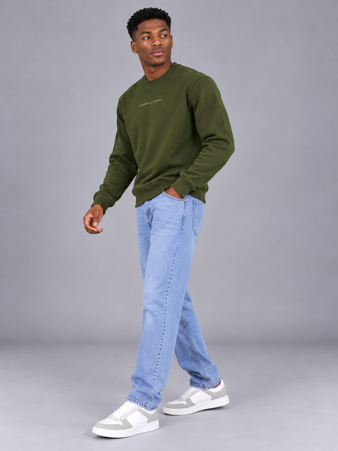 Men Green Colour Round Neck Premium Sweatshirt