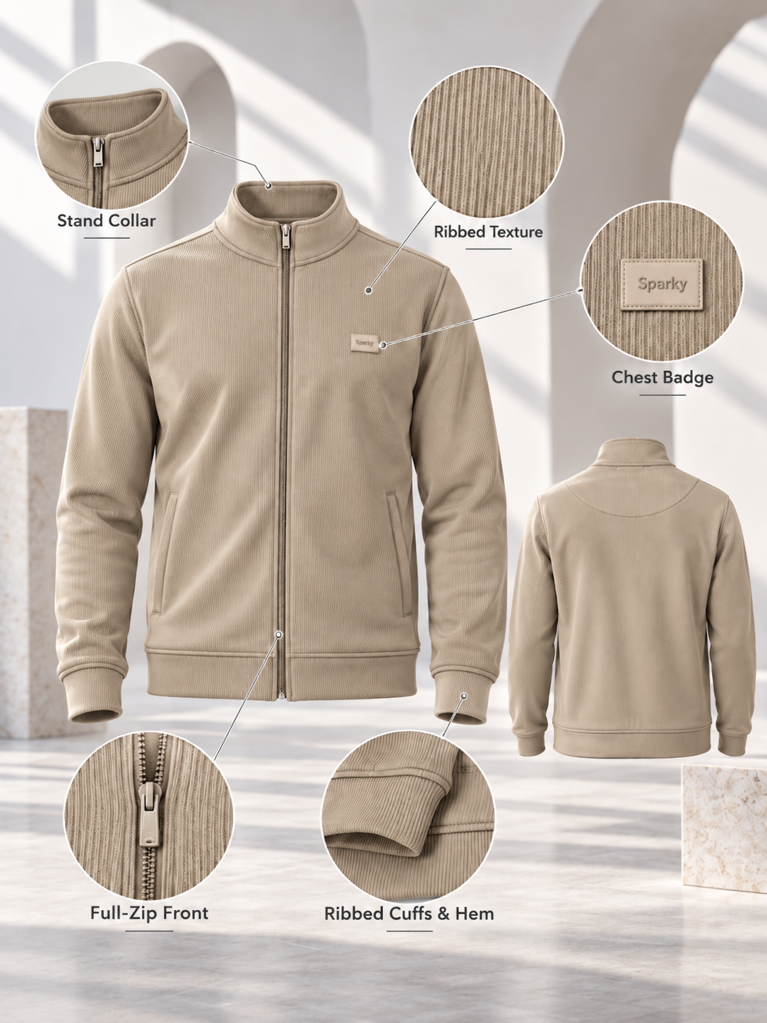 Men's Solid Full Sleeves & Full Zipper Plain Sweatshirt