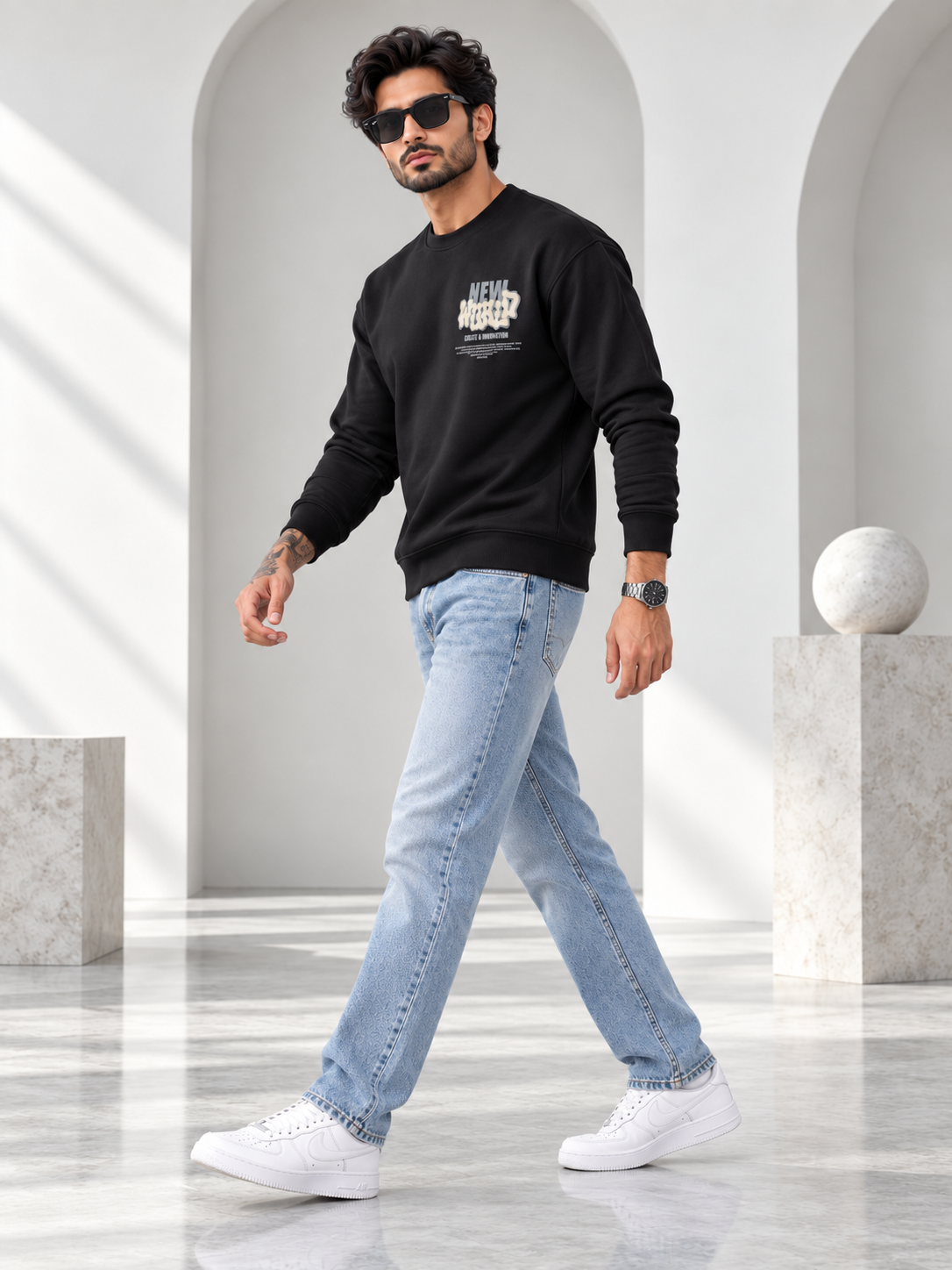 Black Colour Regular Fit  Primium Sweatshirt
