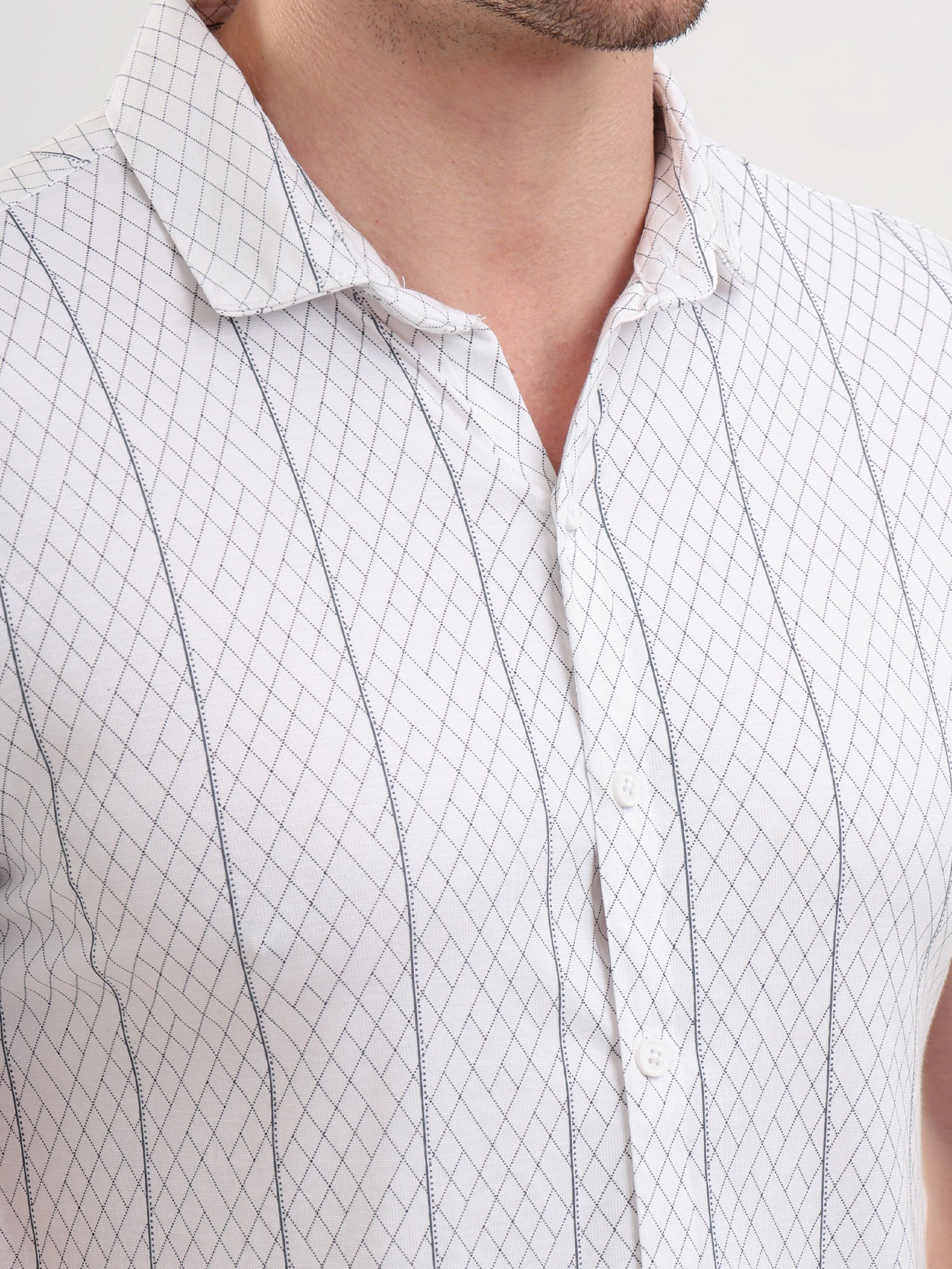 Sparky Solid Slim Fit Cotton Casual Shirt Half Sleeve | Summer Plus Size White Color