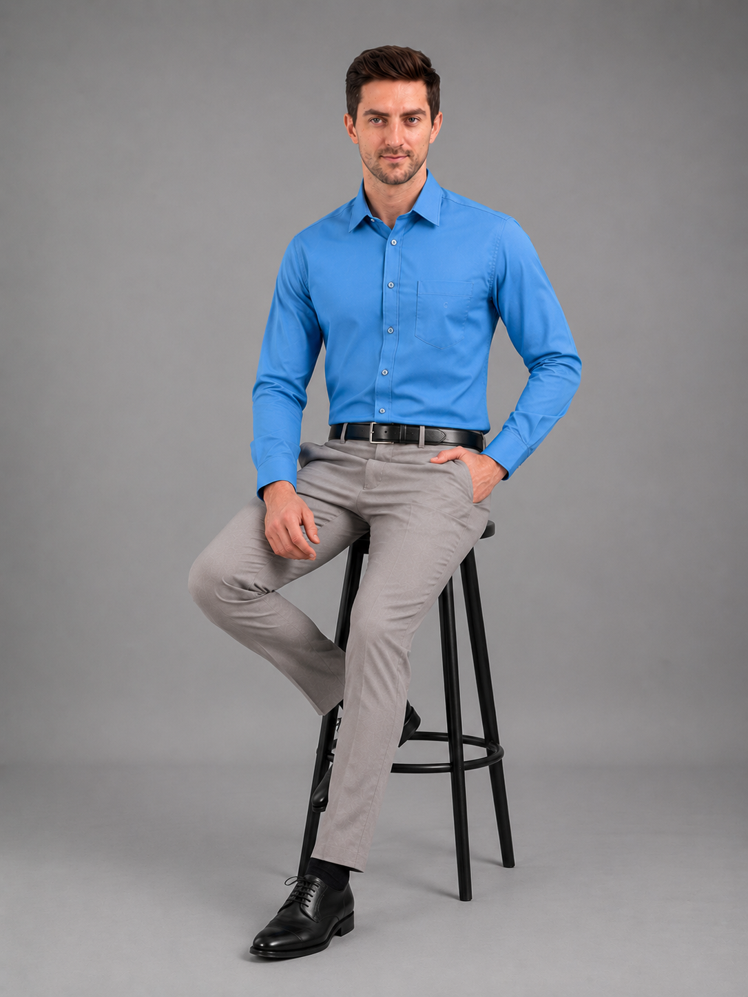 Men Full Sleeve's | Formal Cotton Shirt | Regular Fit | Blue Color