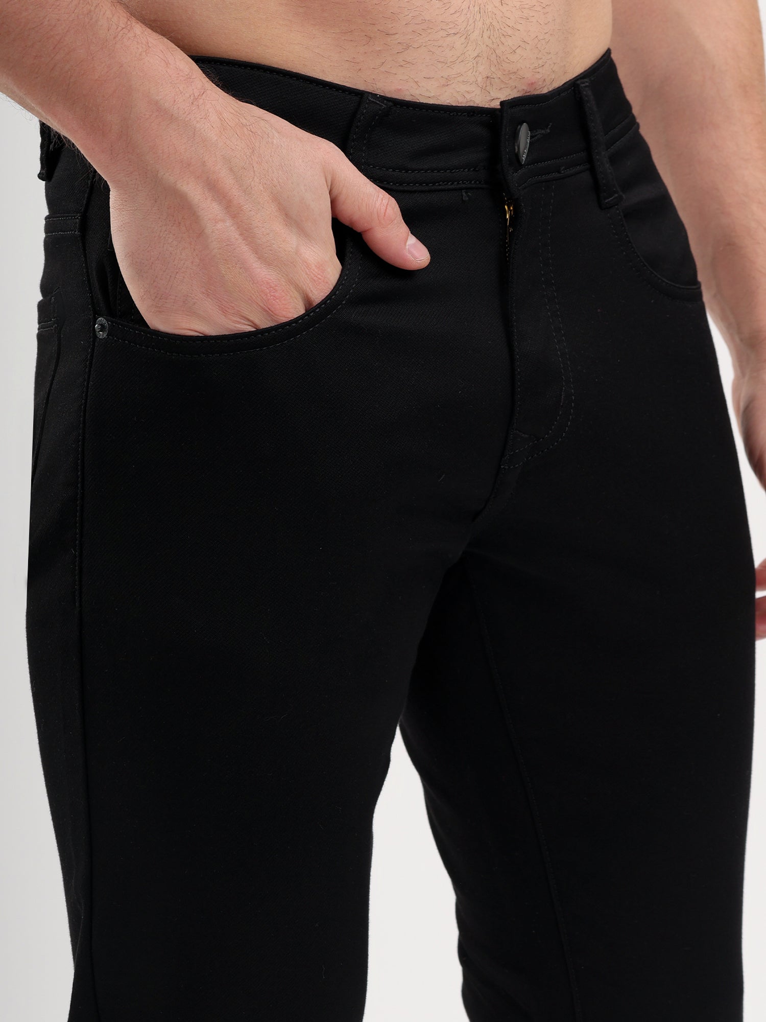 Sparky Men Slim Fit Solid Jeans | Stretch Denim | Trendy Men All Season Black