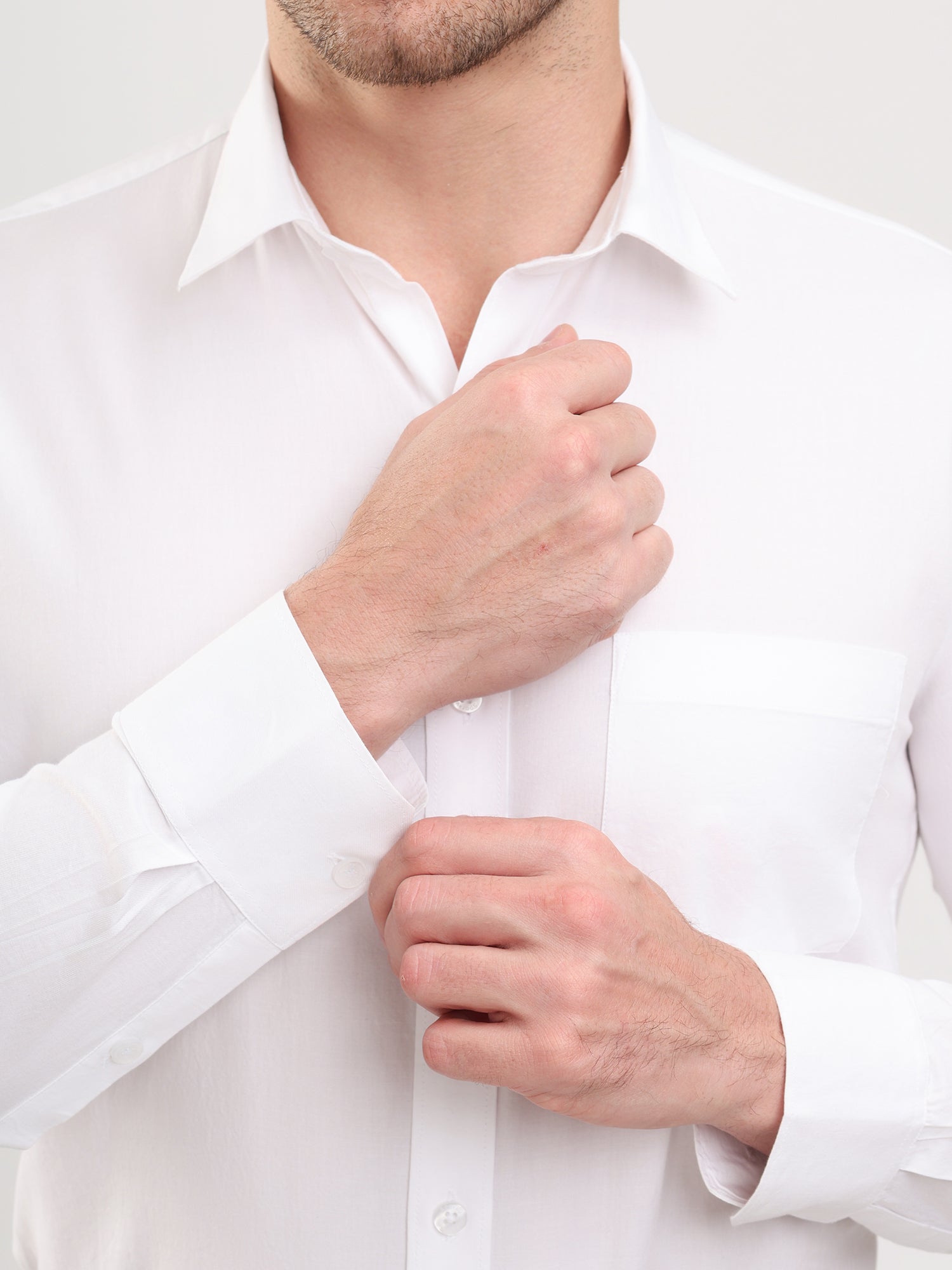 Men White Casual Twill Shirt