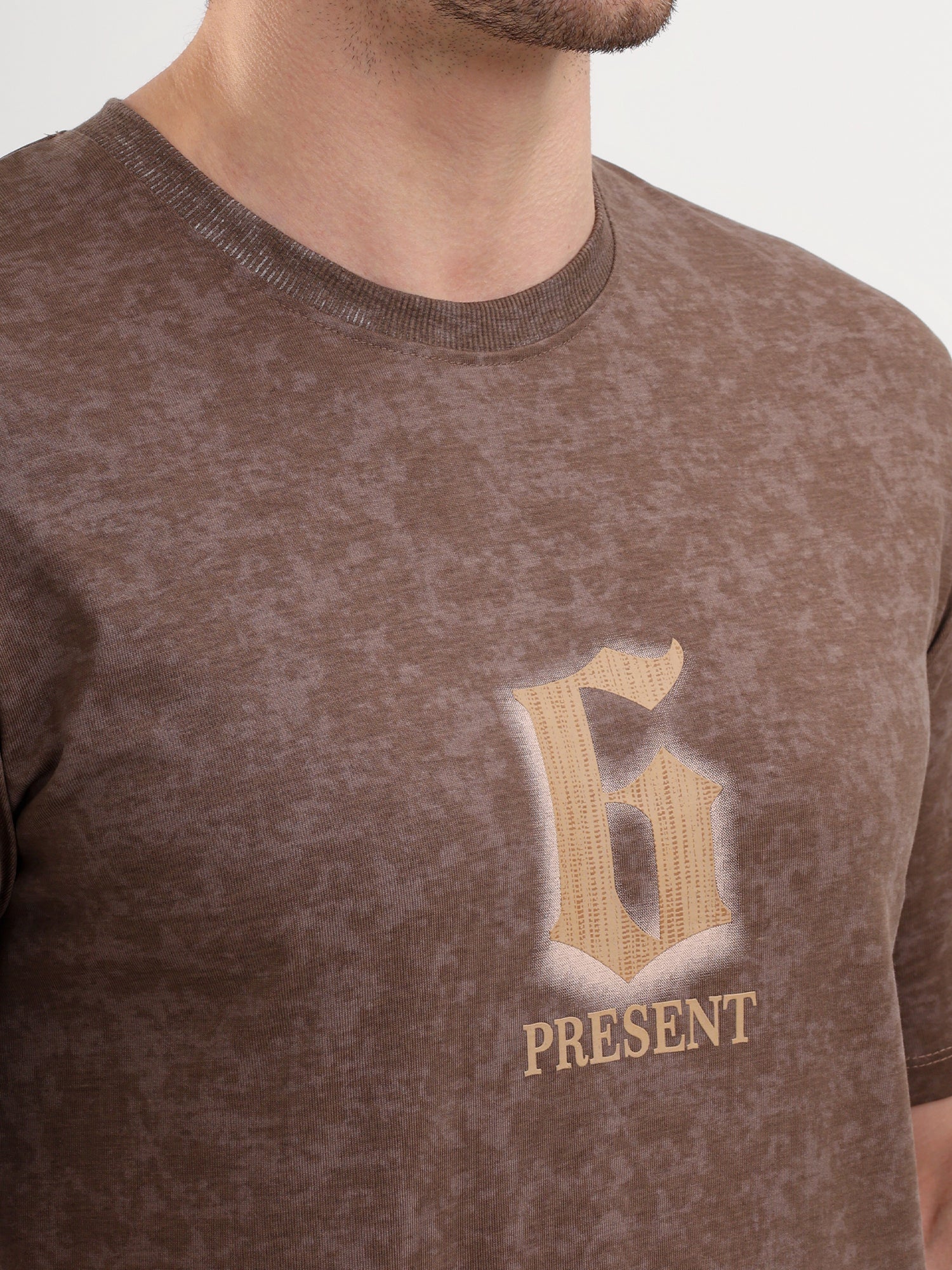 Sparky Solid Slim Fit Cotton Formal T-Shirt Half Sleeve | Summer Plus Size Brown Color