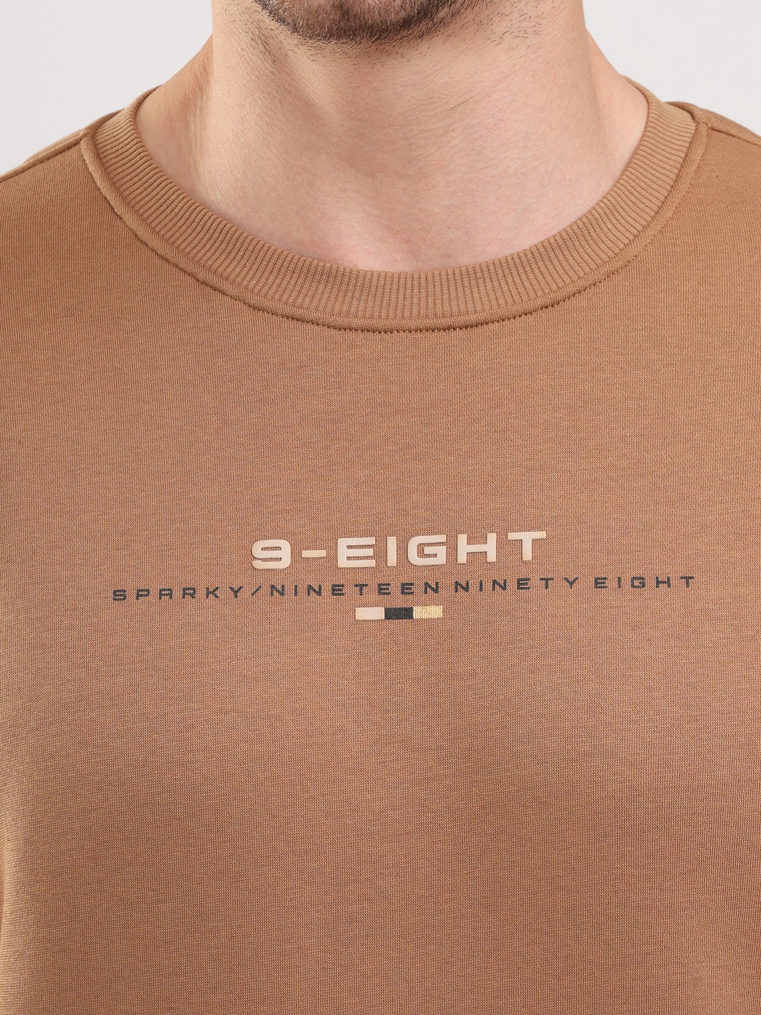 Men's Brown Solid  Full Sleeves Sweatshirt