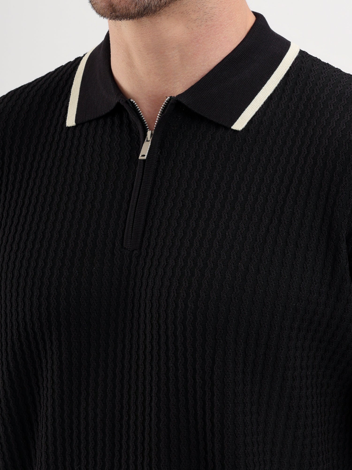 Sparky Solid Slim Fit Cotton Formal Polo Tshirt Half Sleeve | Summer Plus Size Black Color