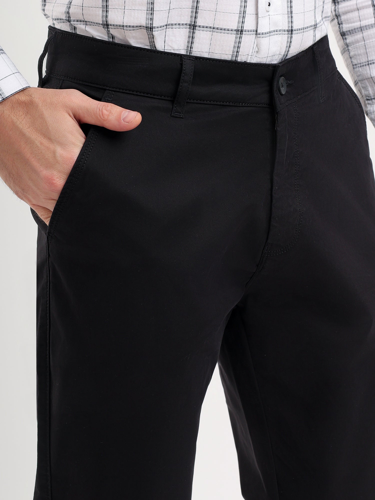 Men'S Slim Fit Cotton Blend Pant Black Color