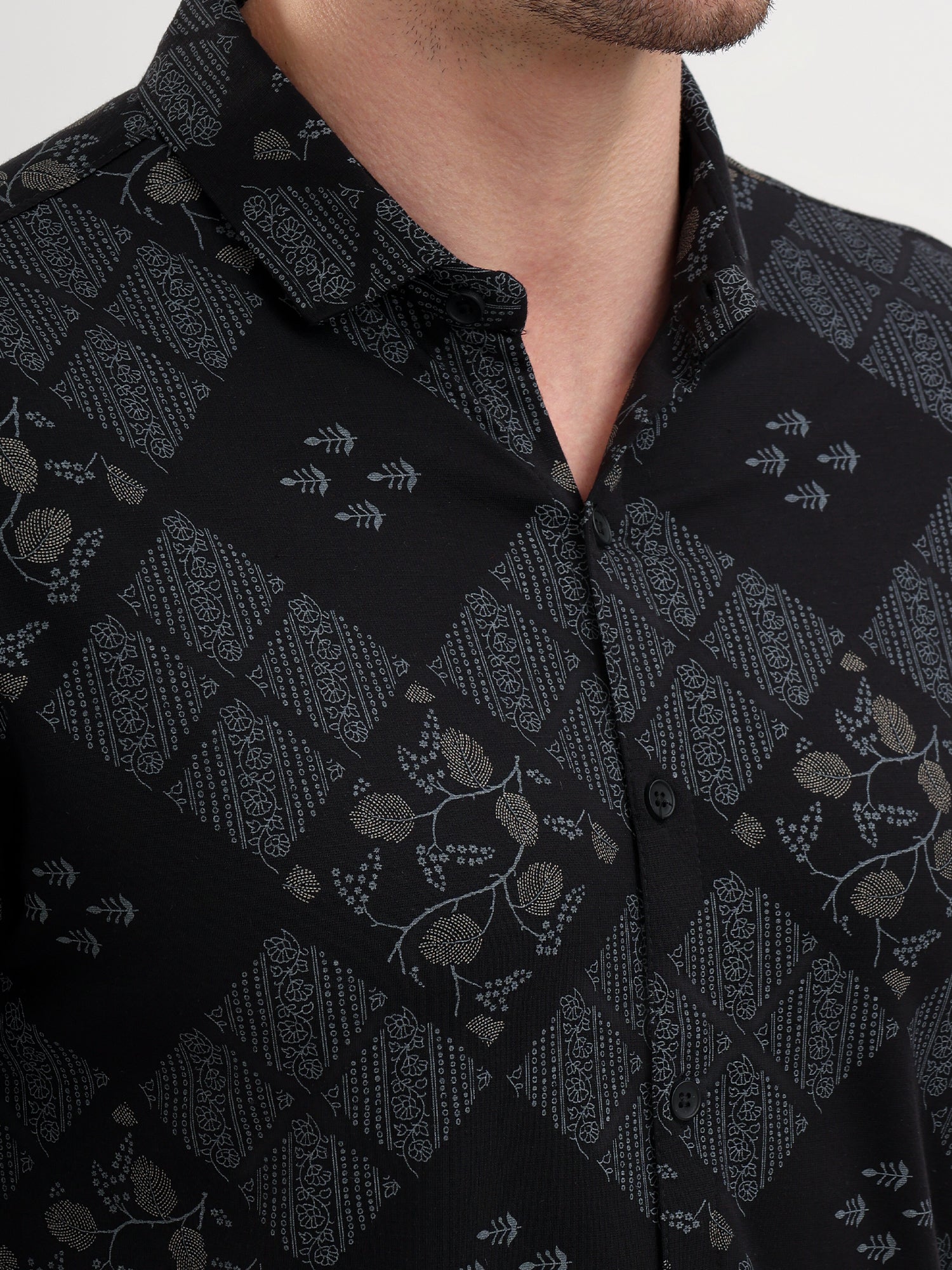 Sparky Solid Slim Fit Cotton Casual Shirt Half Sleeve | Summer Plus Size Black Color