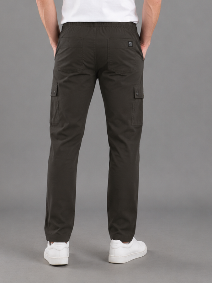 Men's Casual Track Pants | Elastic Waist Lower Dark Olive for Daily Wear