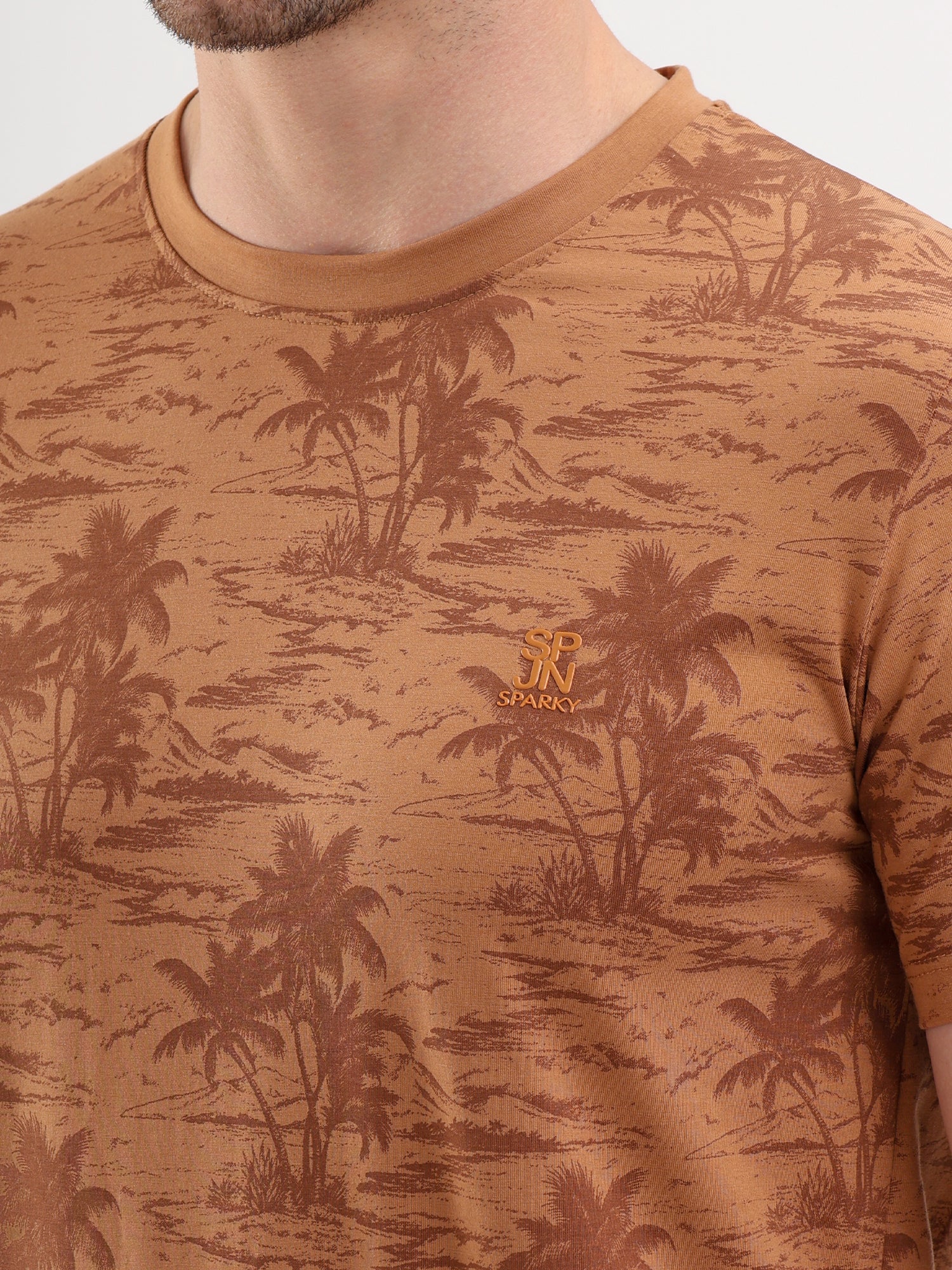 Sparky Solid Slim Fit Cotton Formal T-Shirt Half Sleeve | Summer Plus Size Brown Color