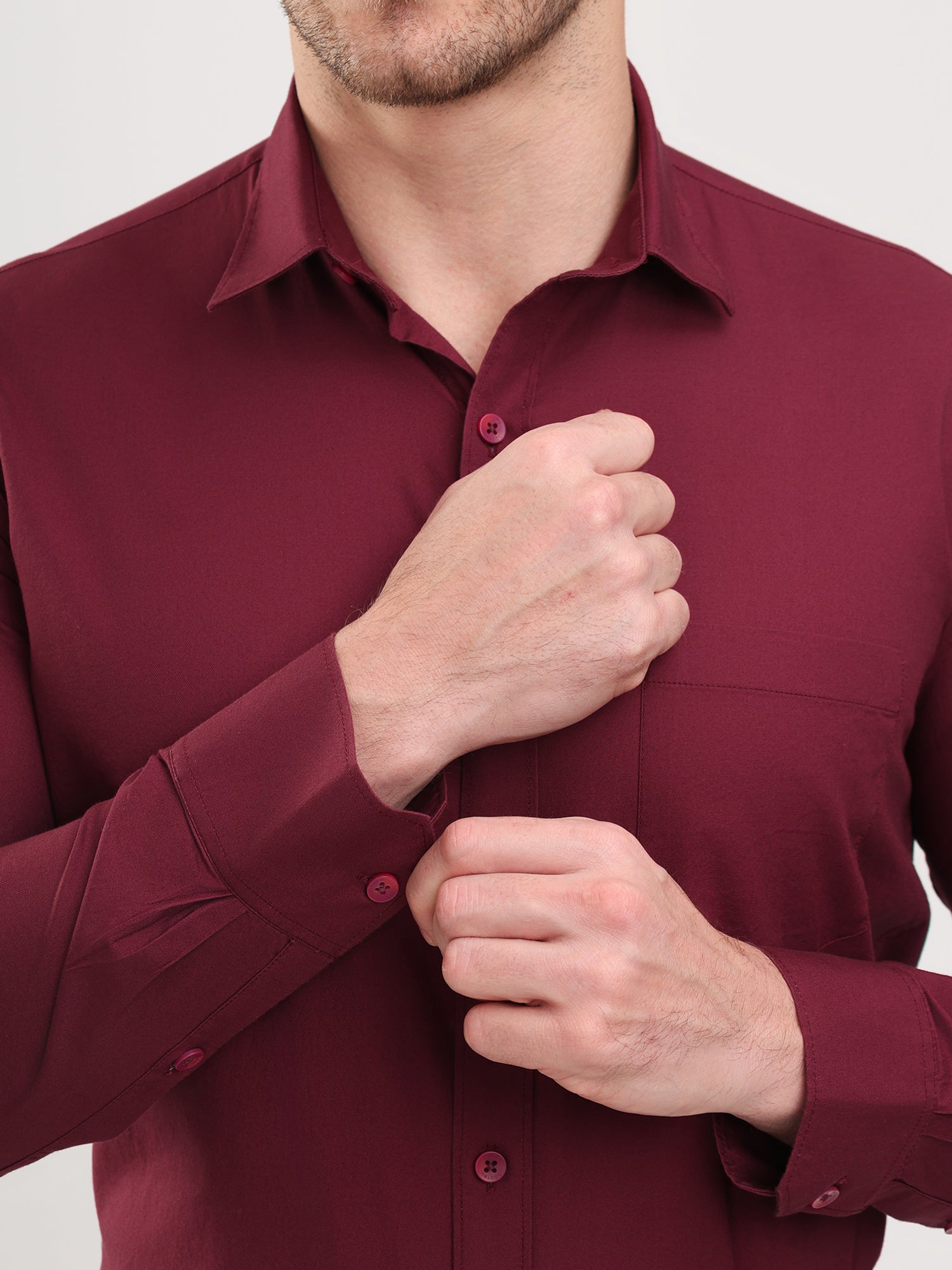 Men Mehroon Casual Twill Shirt