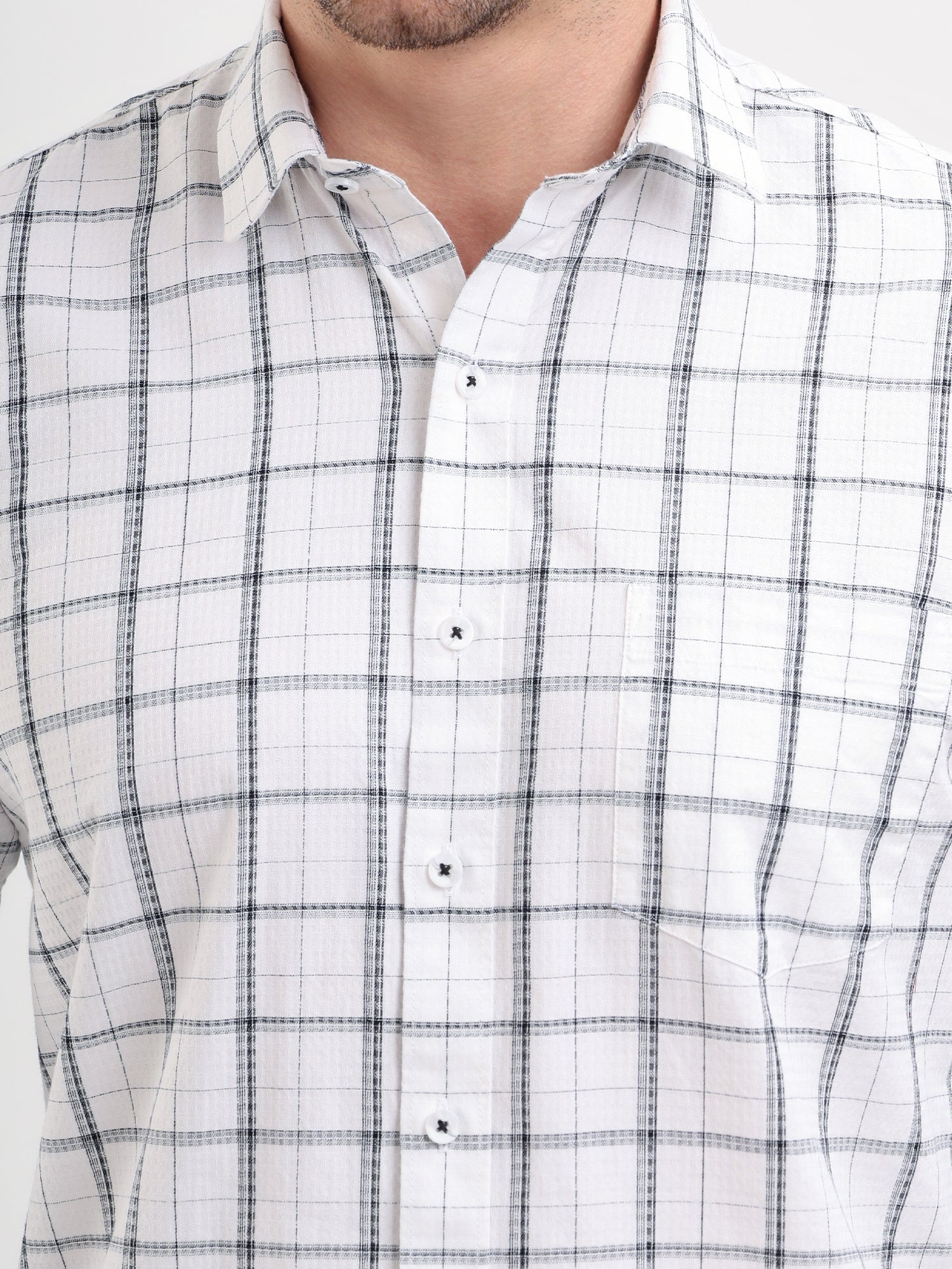 Sparky Solid Regular Fitcotton Casual Shirt Full Sleeve | Summer Plus Size White Color