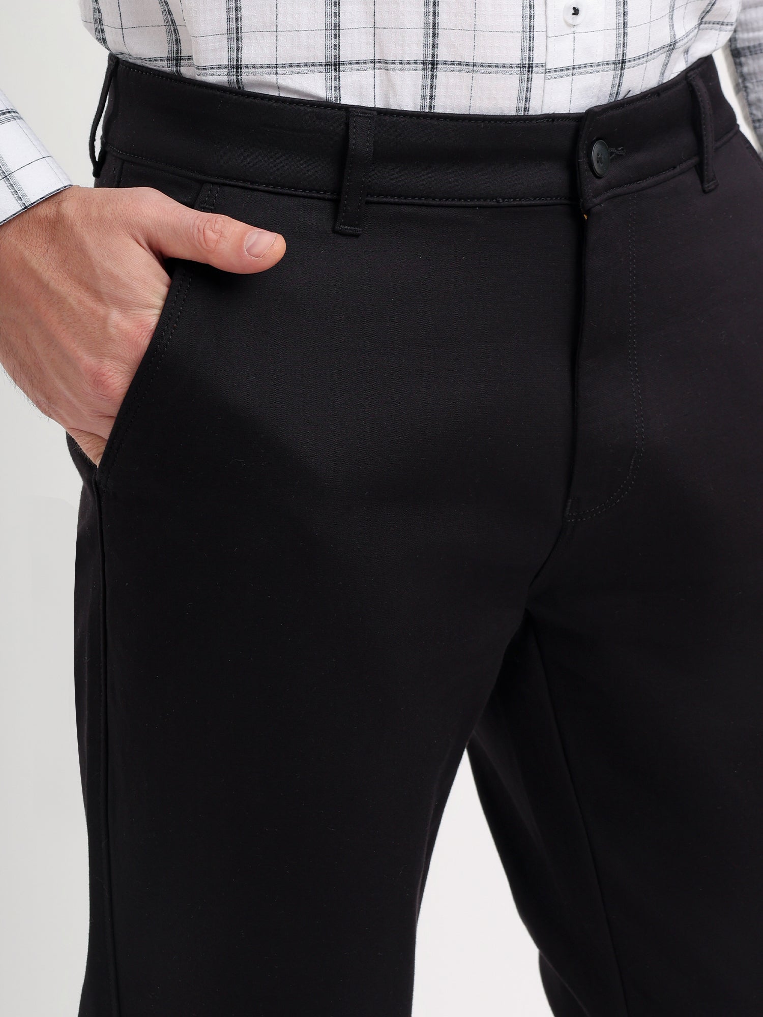 Men'S Slim Fit Cotton Blend Pant Black Color