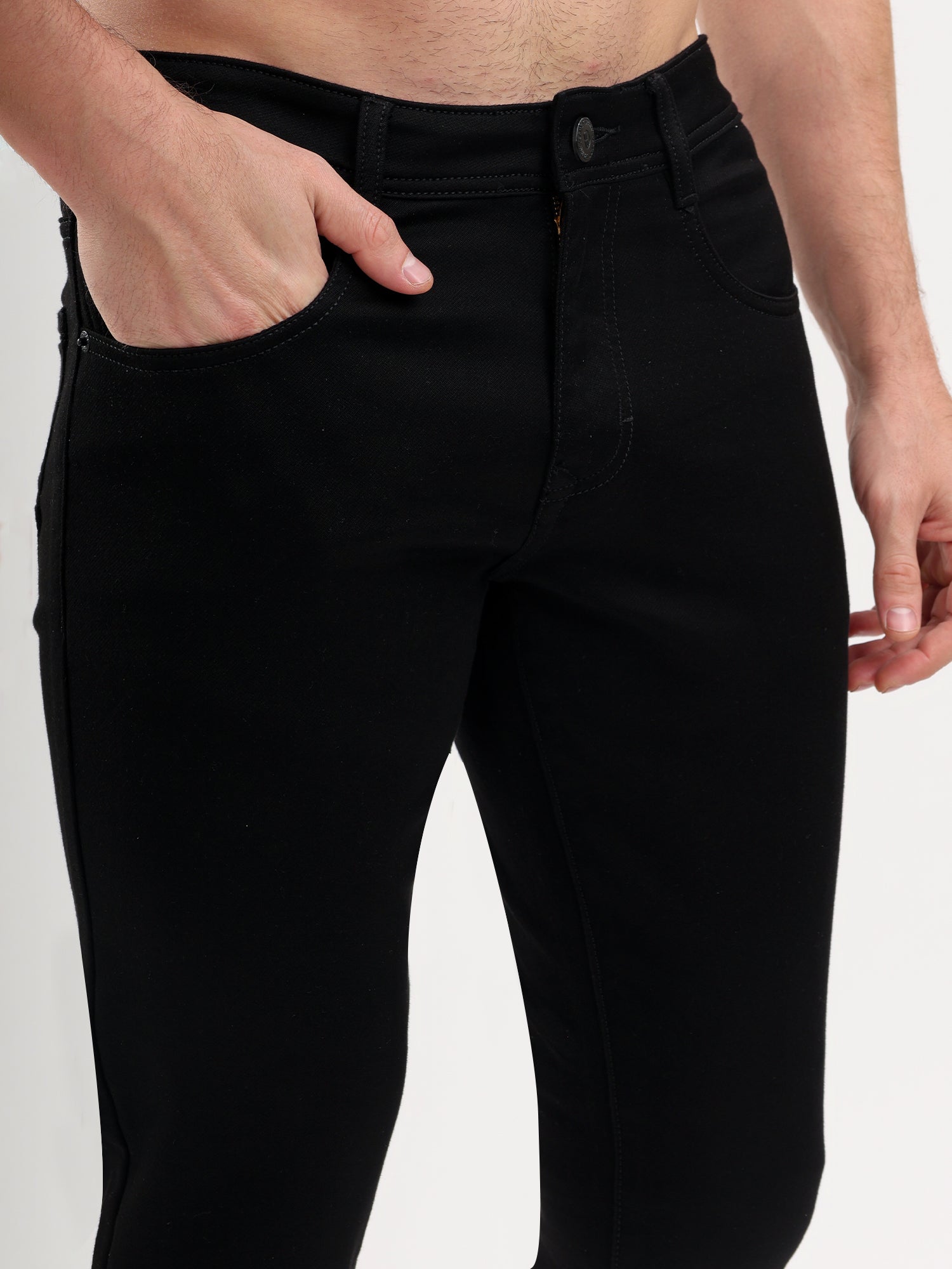 Sparky Men Slim Fit Solid Jeans | Stretch Denim | Trendy Men All Season Black