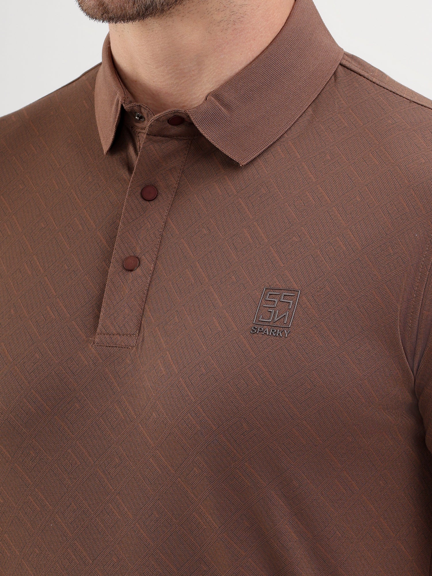Sparky Solid Slim Fit Cotton Formal Polo Tshirt Half Sleeve | Summer Plus Size Brown Color