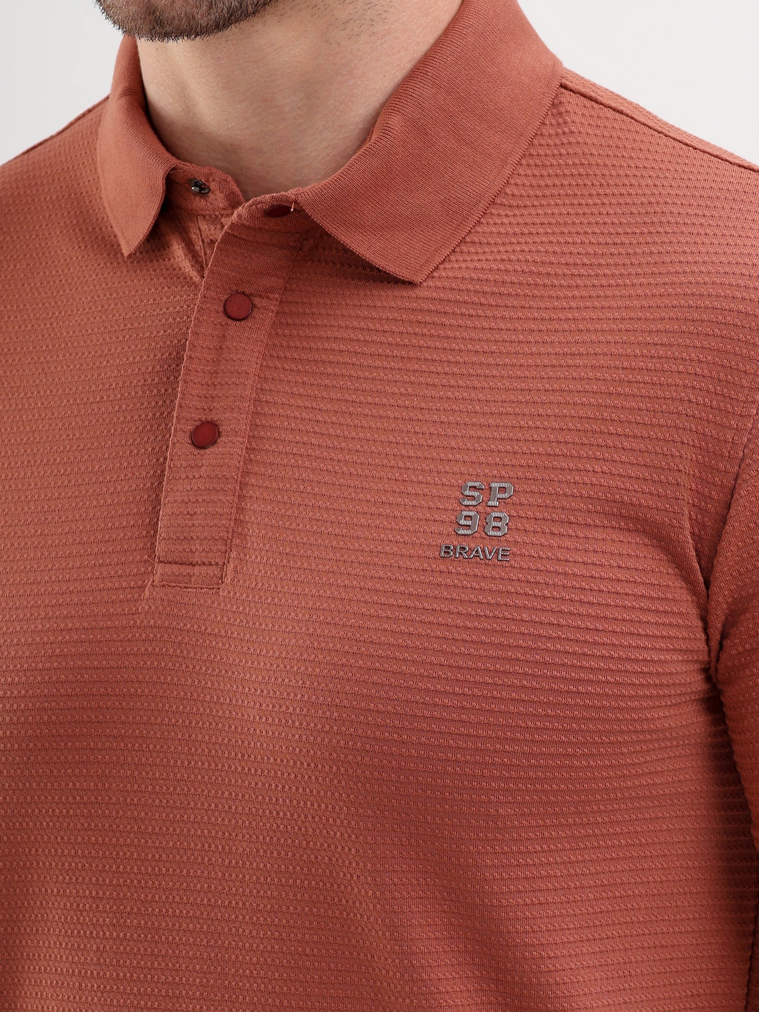 Sparky Solid Slim Fit Cotton Formal Polo Tshirt Half Sleeve | Summer Plus Size Rust Color
