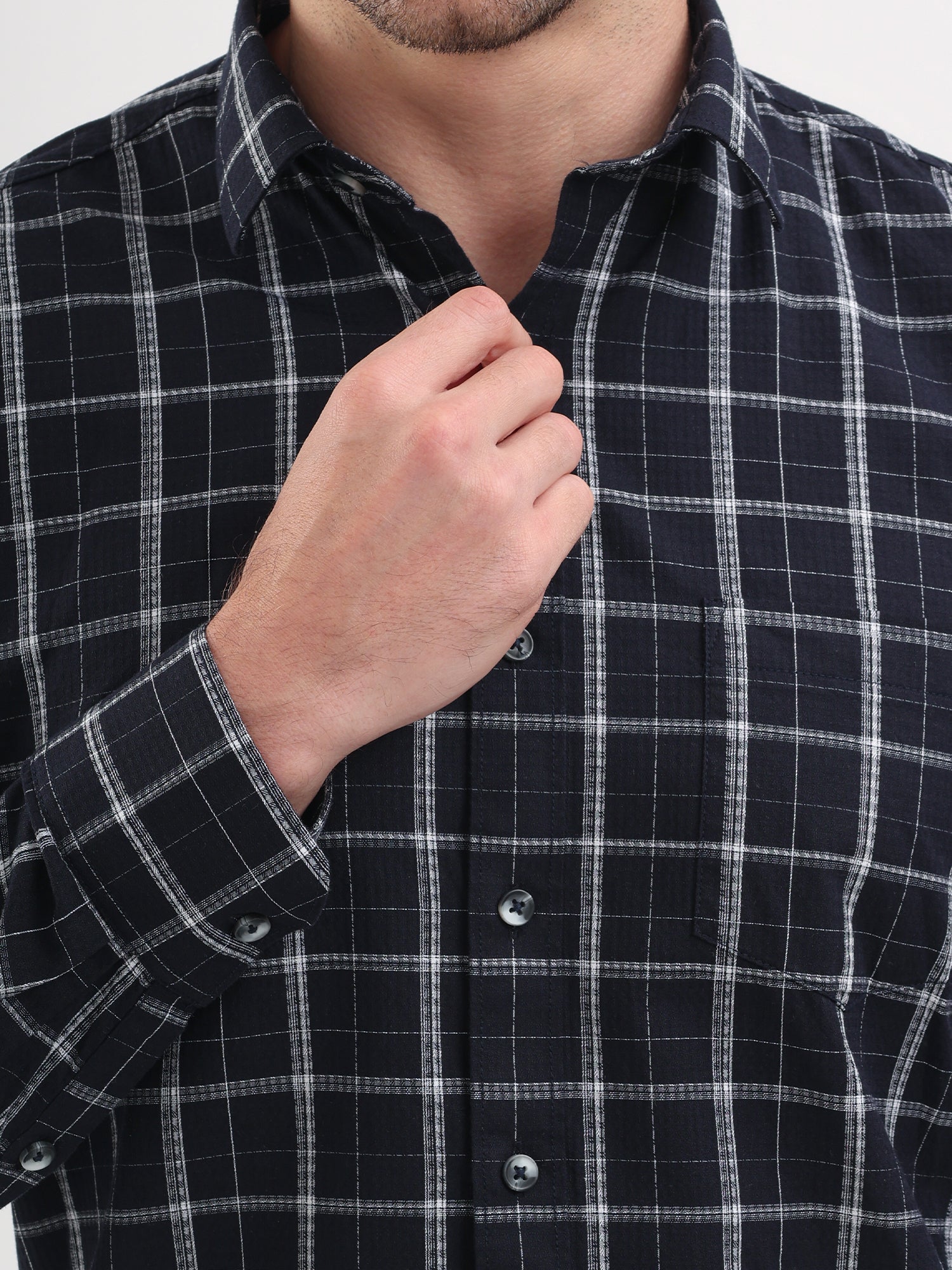 Sparky Solid Regular Fit Cotton Casual Shirt Full Sleeve | Summer Plus Size Black Color