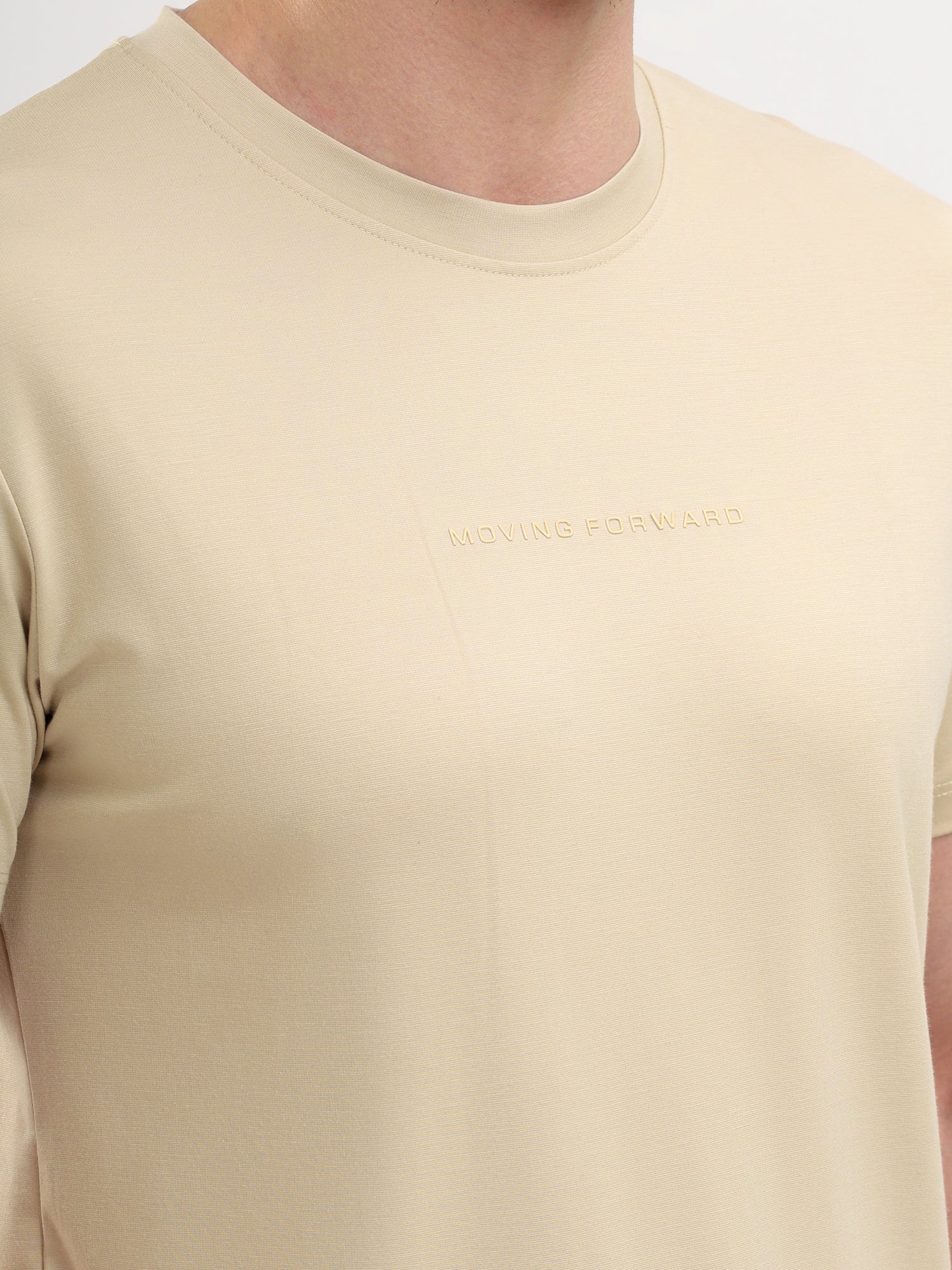 Sparky Solid Slim Fit Cotton Formal T-Shirt Half Sleeve | Summer Plus Size Beige Color