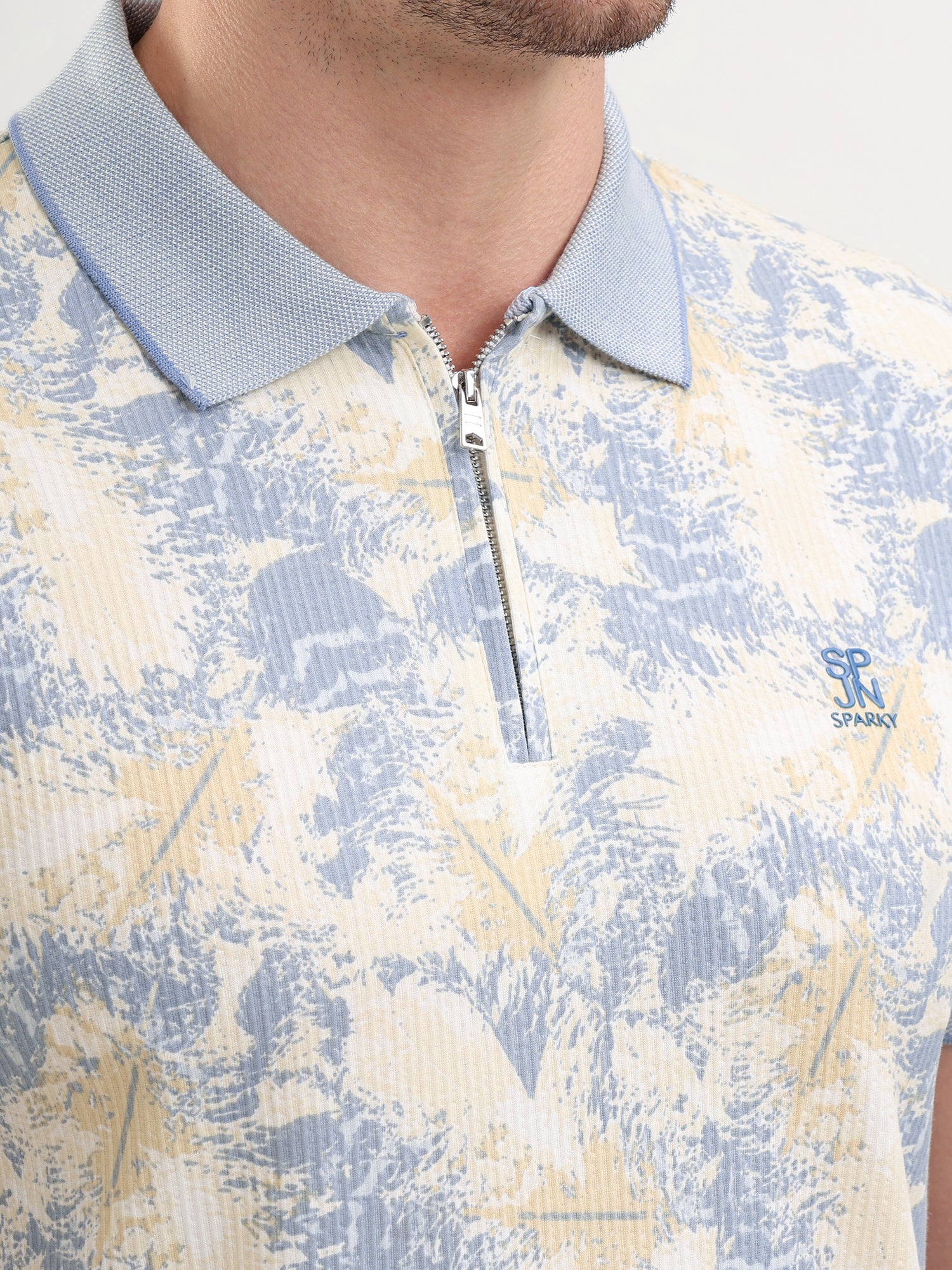 Sparky Solid Slim Fit Cotton Formal Polo Tshirt Half Sleeve | Summer Plus Size Sky Blue Color