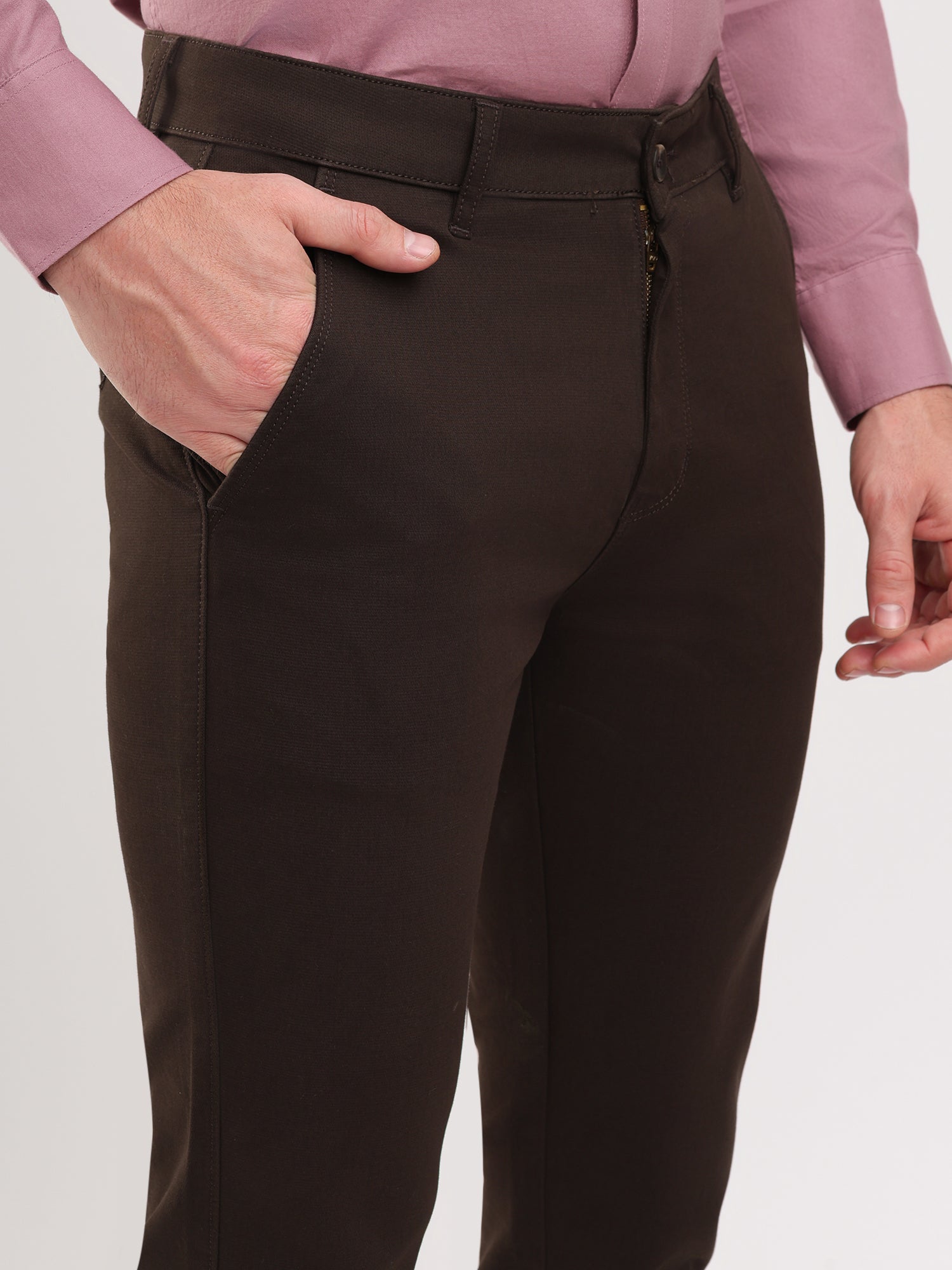 Men Slim Fit Coffee Trouser Pant