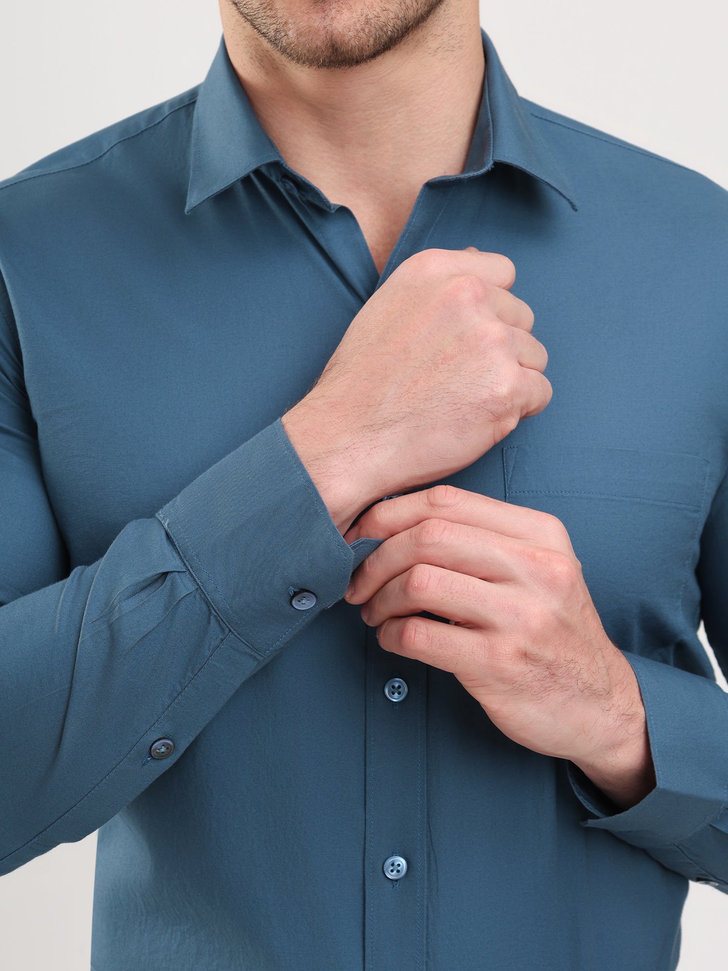 Men Blue Casual Twill Shirt