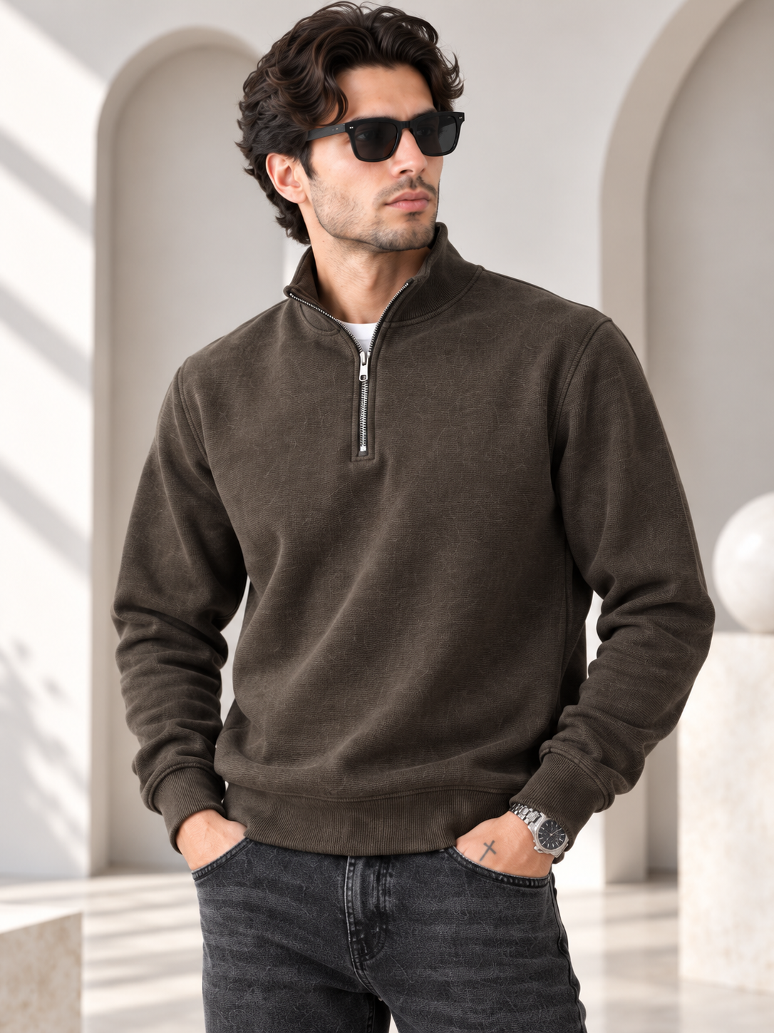 Brown Colour Regular Fit  Primium Sweatshirt