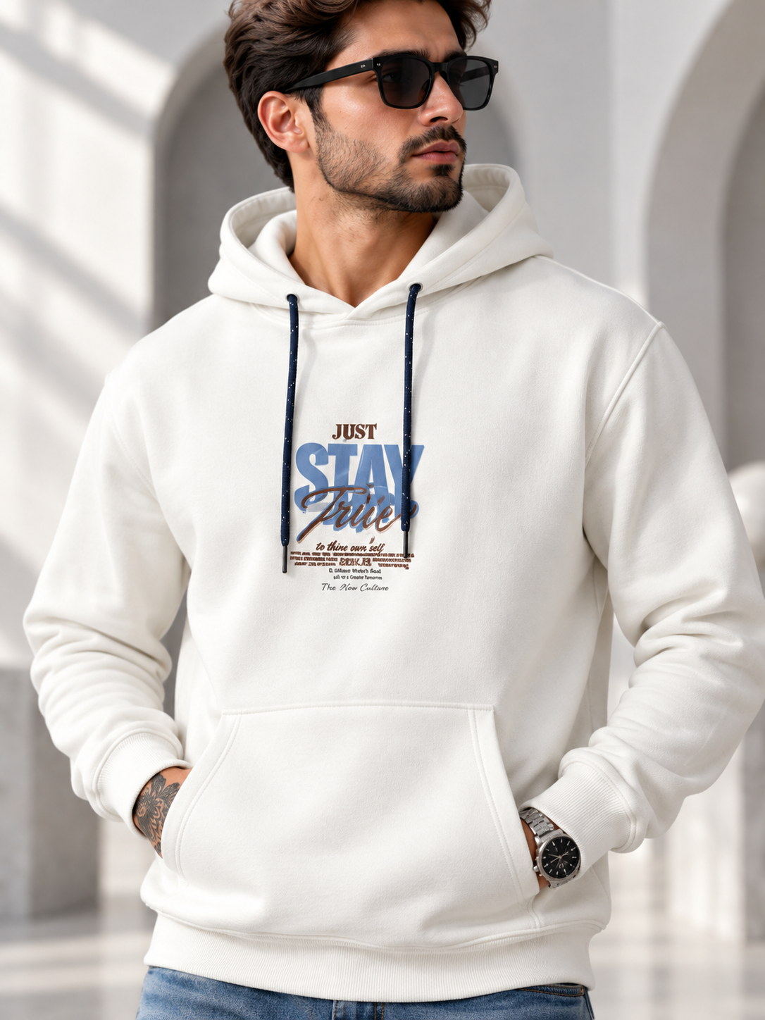 White Colour Regular Fit  Primium Hooded Sweatshirt