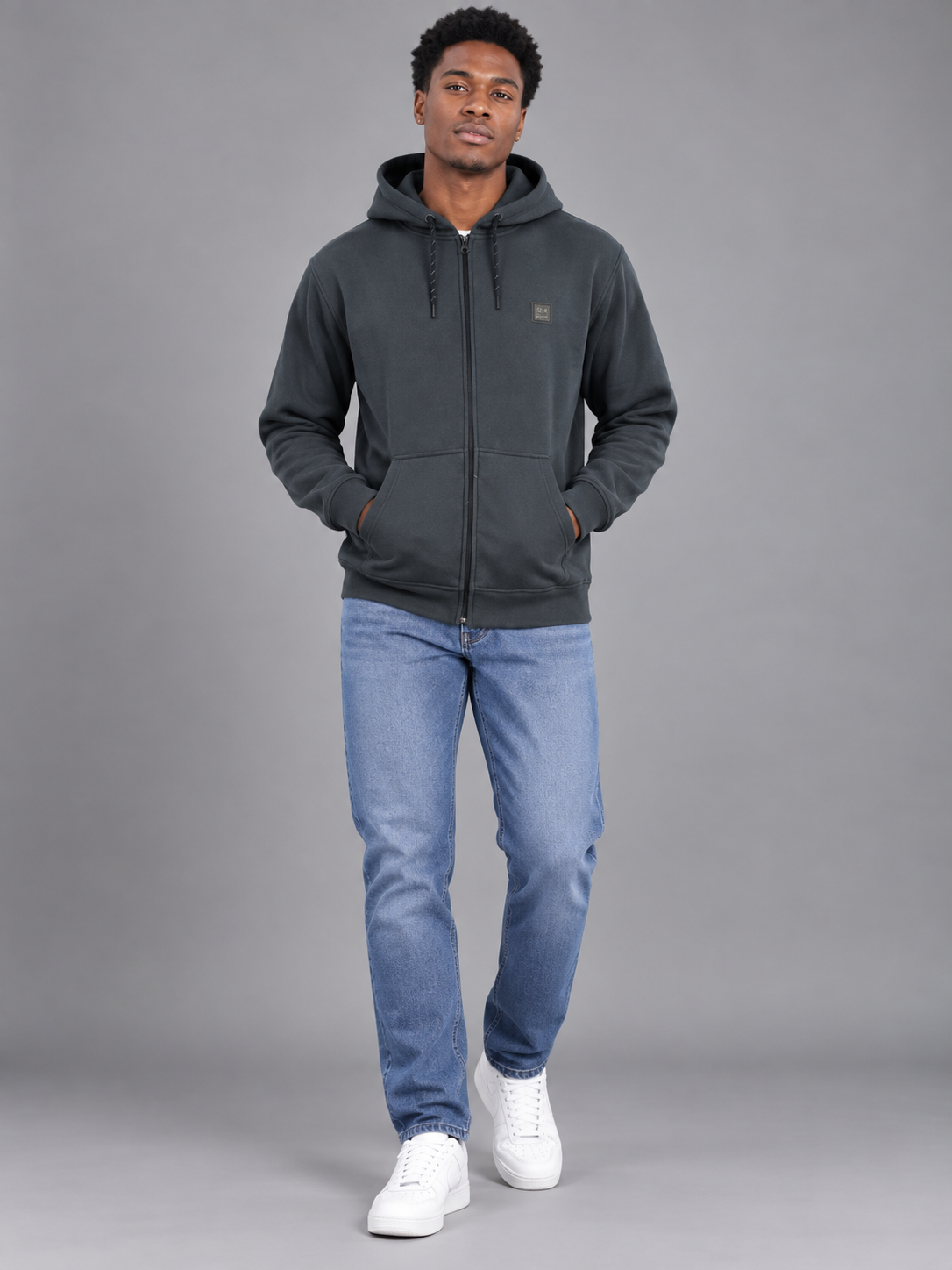 Grey Colour Regular Fit  Primium Hooded Sweatshirt
