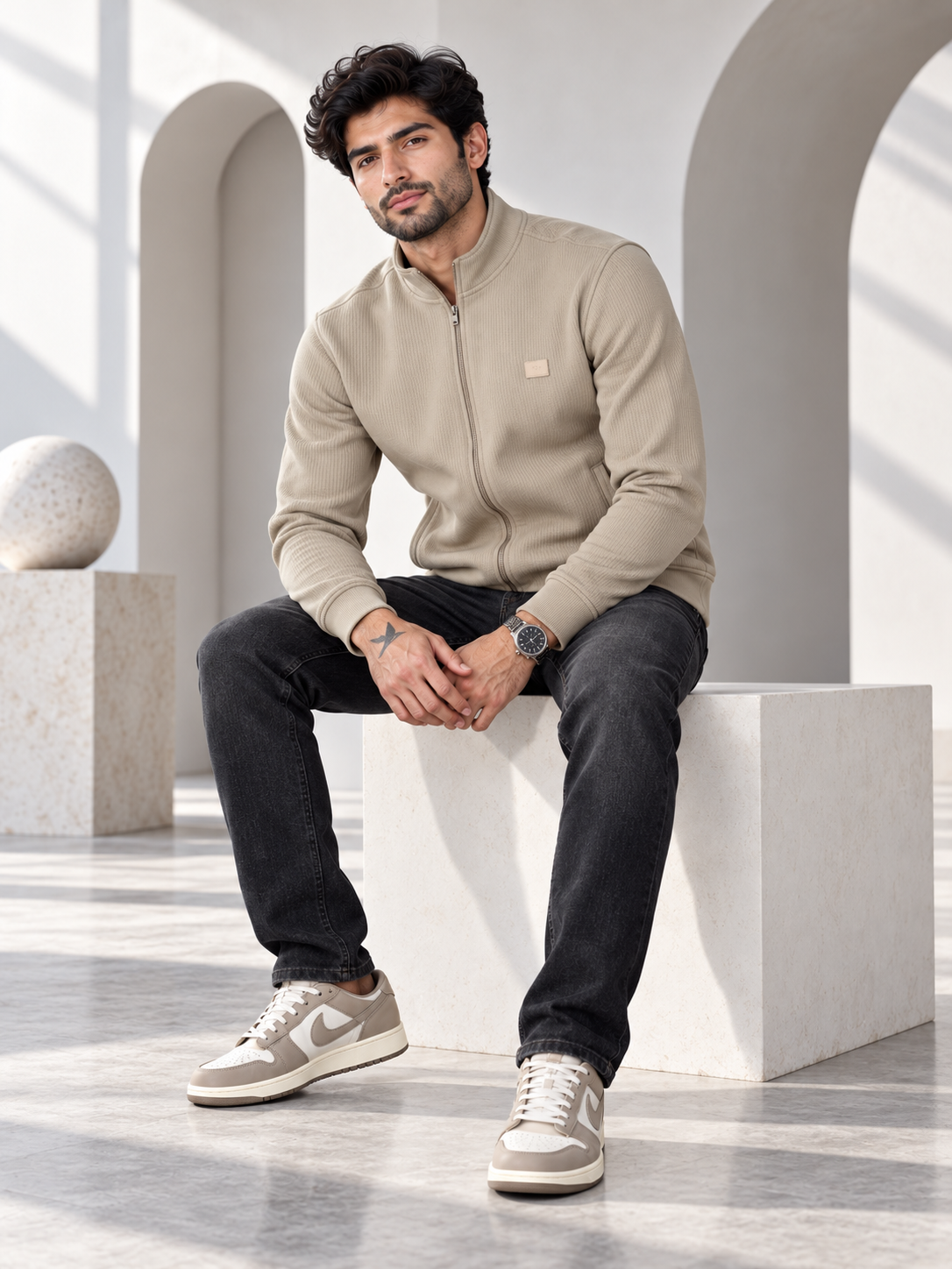 Men's Solid Full Sleeves & Full Zipper Plain Sweatshirt