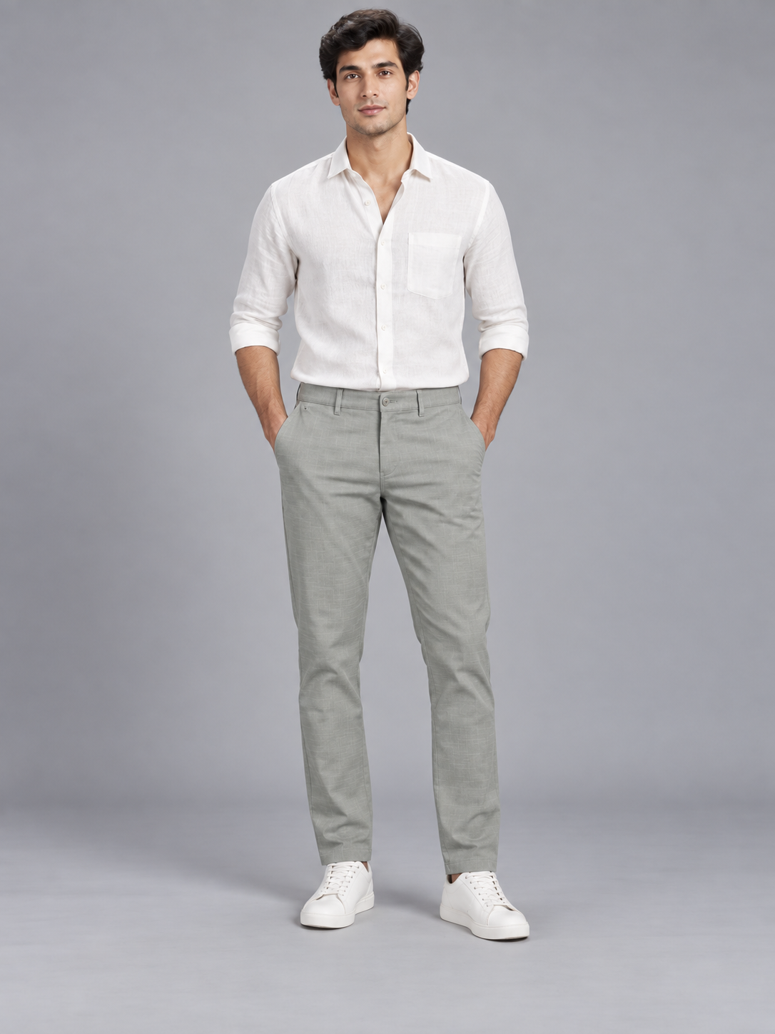 Men’s Premium Light Grey Colour Slim Fit Formal Trousers