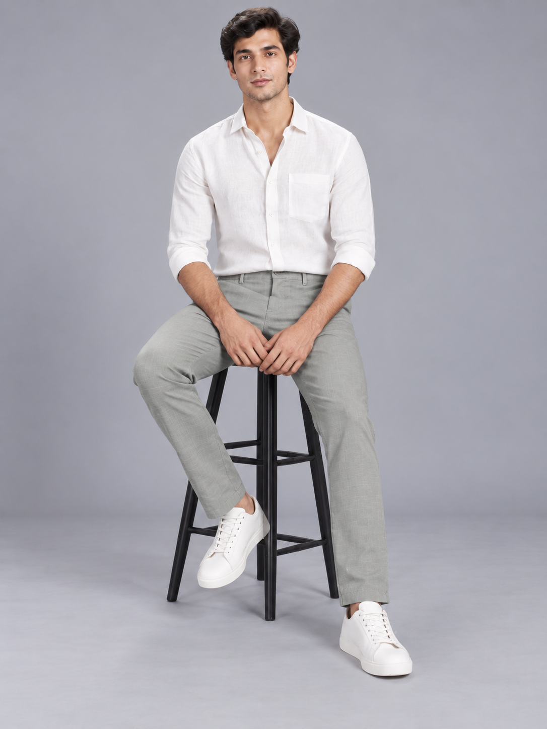 Men’s Premium Light Grey Colour Slim Fit Formal Trousers