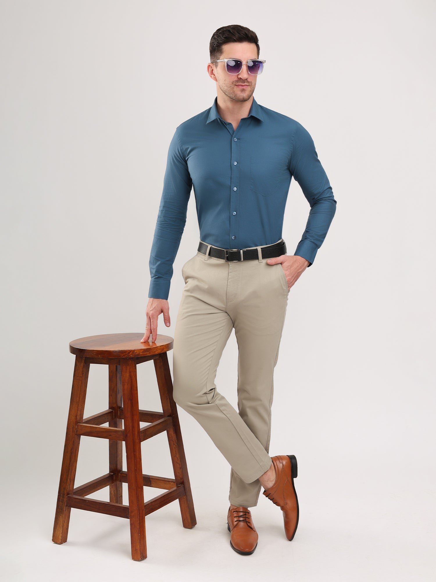 Men Blue Casual Twill Shirt