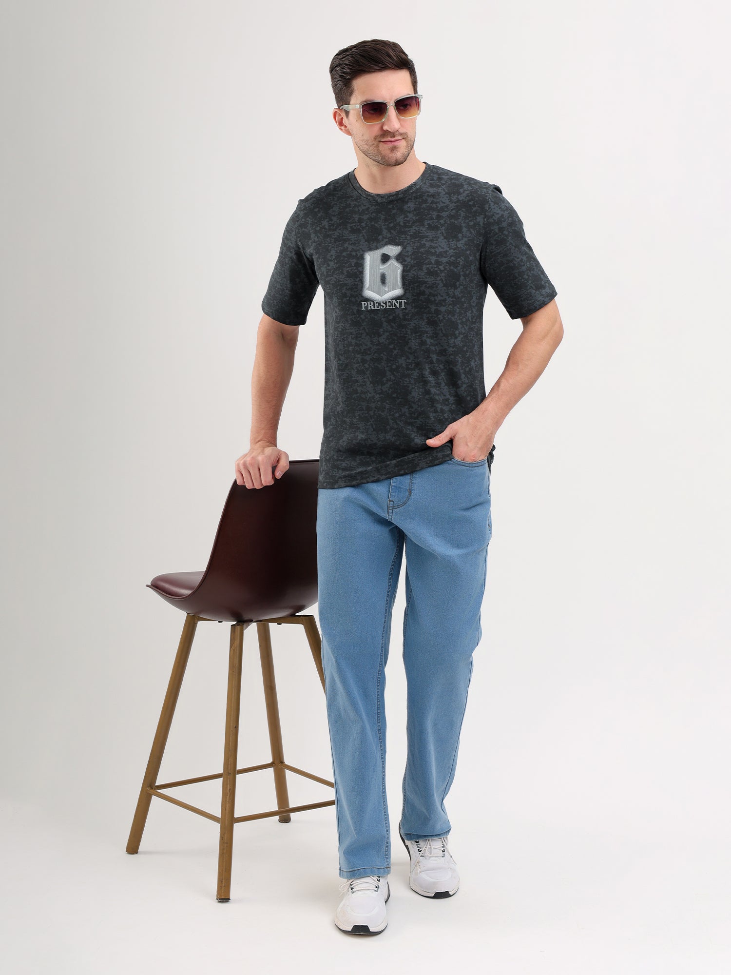 Sparky Solid Slim Fit Cotton Formal T-Shirt Half Sleeve | Summer Plus Size Black Color