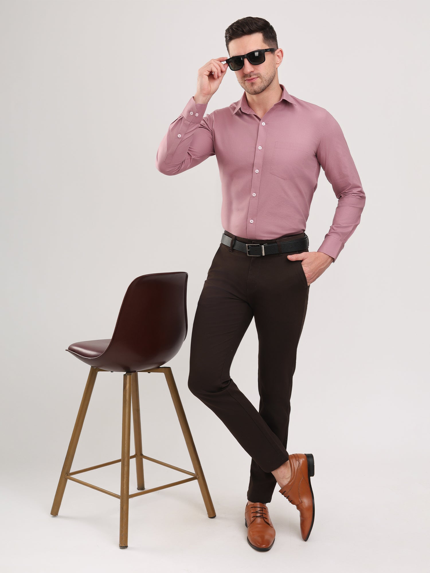 Men Slim Fit Coffee Trouser Pant