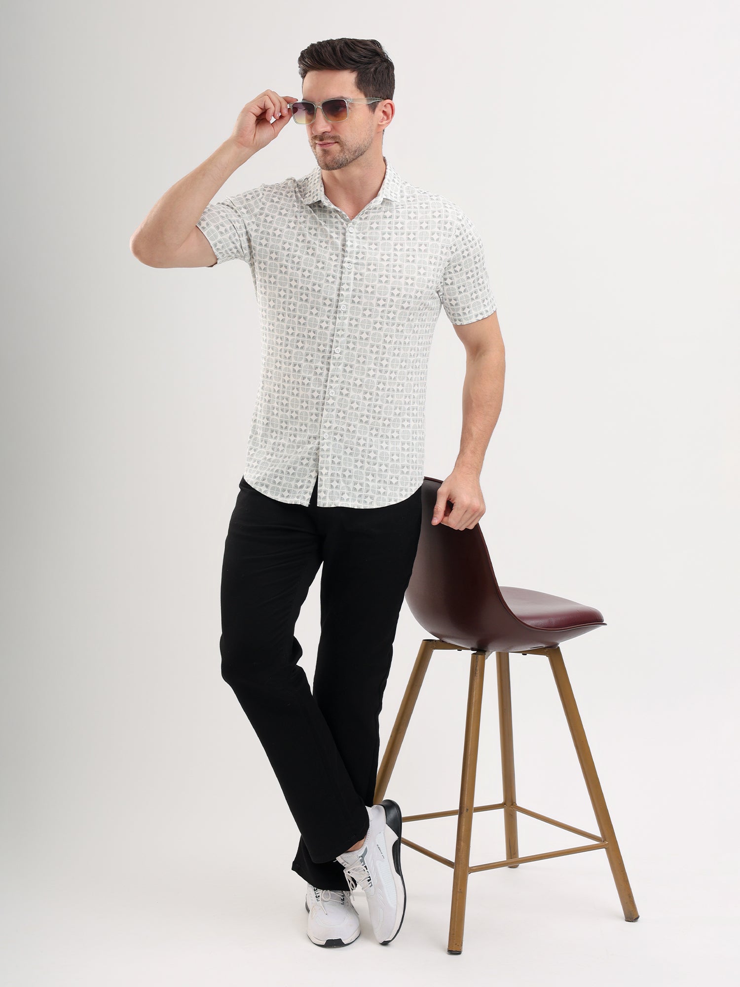 Sparky Solid Slim Fit Cotton Casual Shirt Half Sleeve | Summer Plus Size White Color