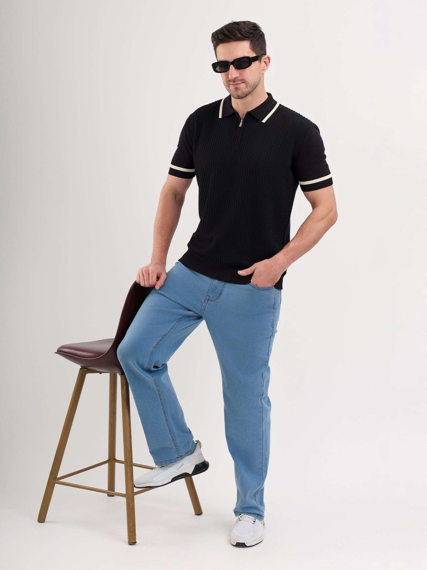 Sparky Solid Slim Fit Cotton Formal Polo Tshirt Half Sleeve | Summer Plus Size Black Color