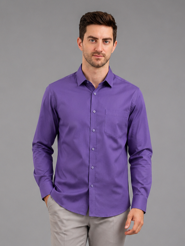 Men Full Sleeve's | Formal Cotton Shirt | Regular Fit | Purple Color