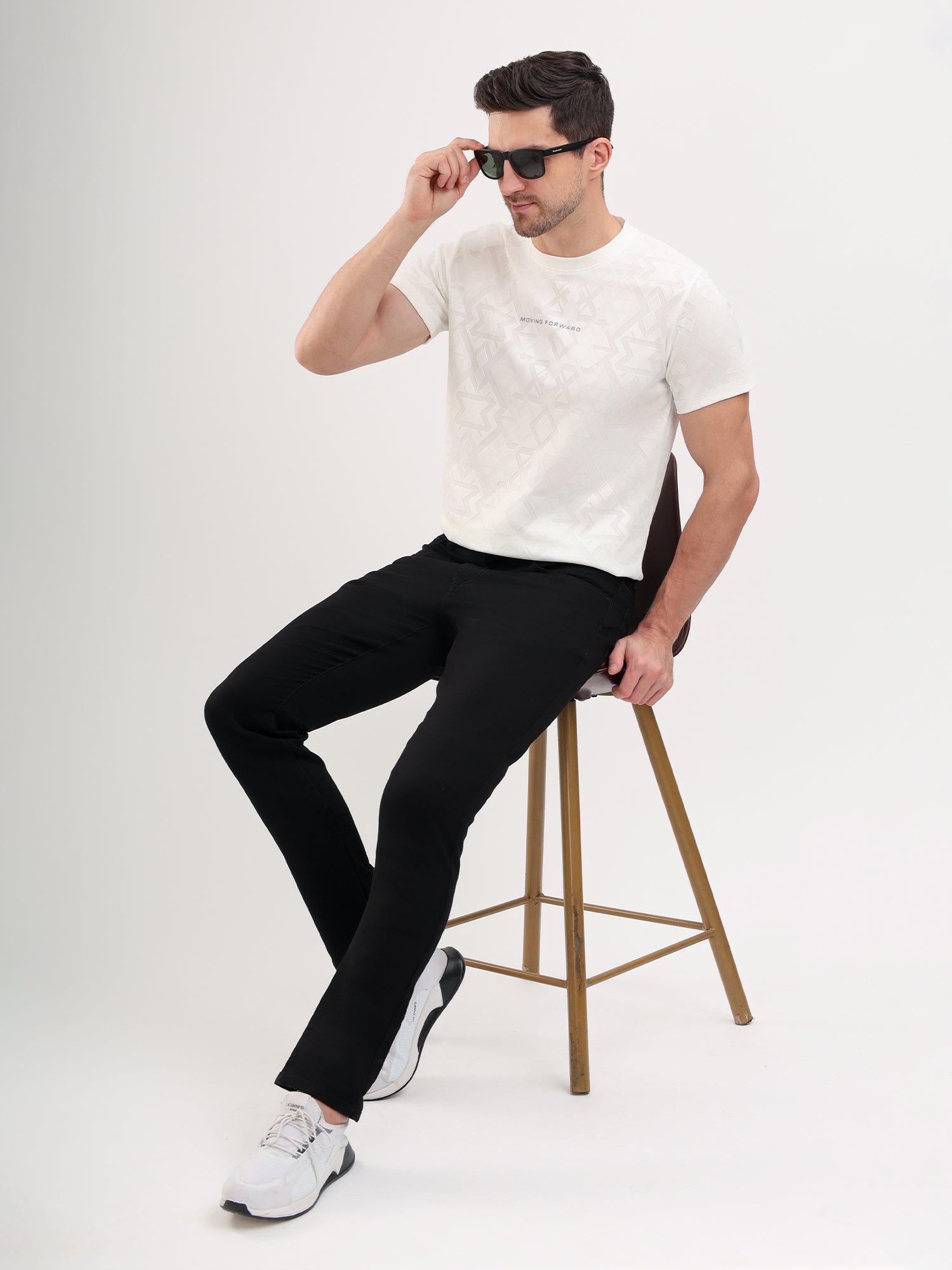 Sparky Solid Slim Fit Cotton Formal T-Shirt Half Sleeve | Summer Plus Size White Color