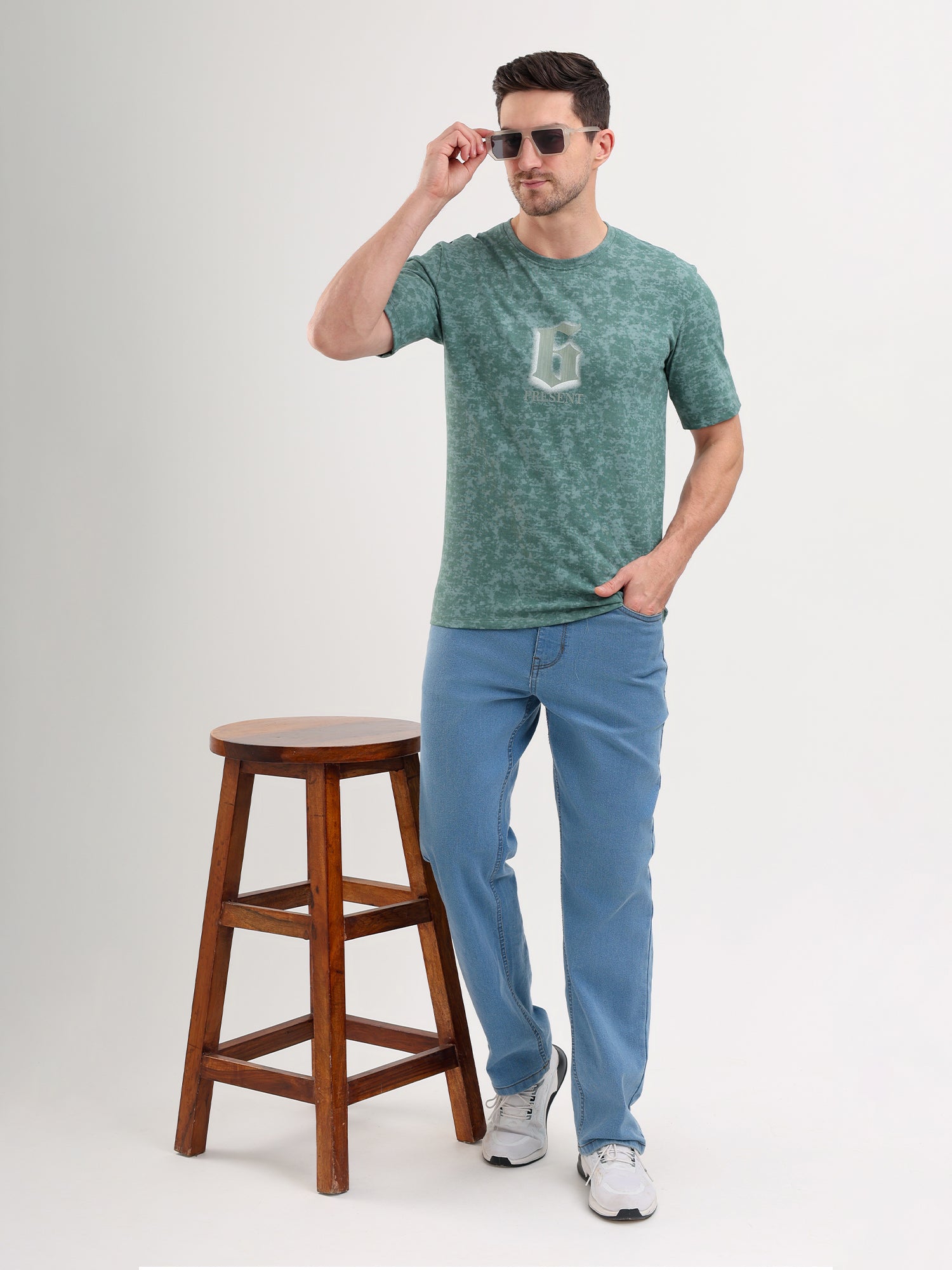 Sparky Solid Slim Fit Cotton Formal T-Shirt Half Sleeve | Summer Plus Size Green Color