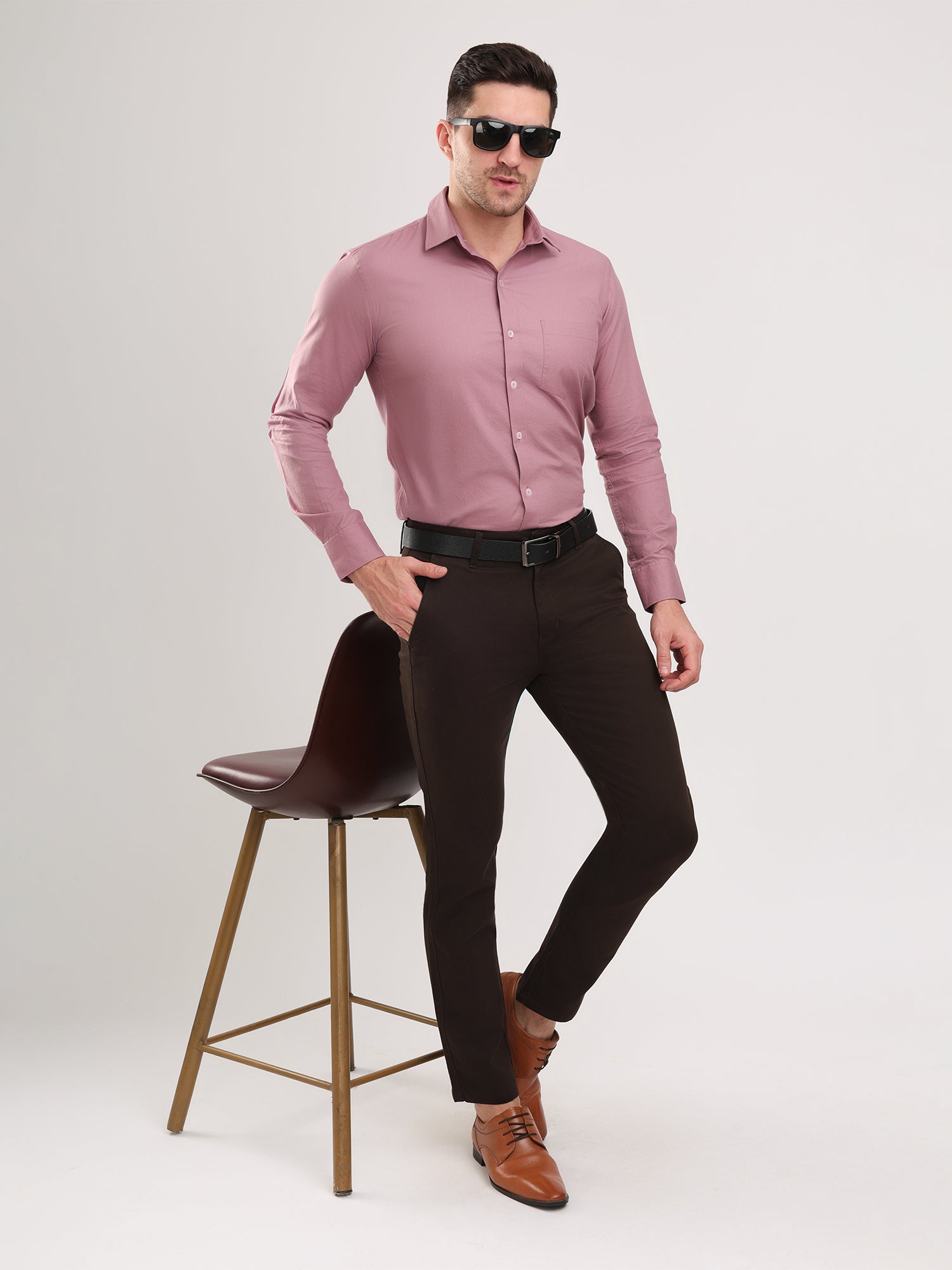 Men Brown Casual Twill Shirt